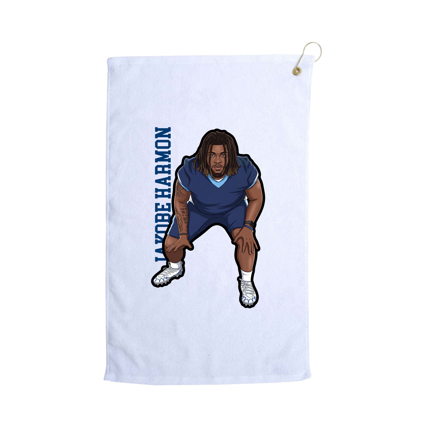 Golf Towel — Name Vertical in White