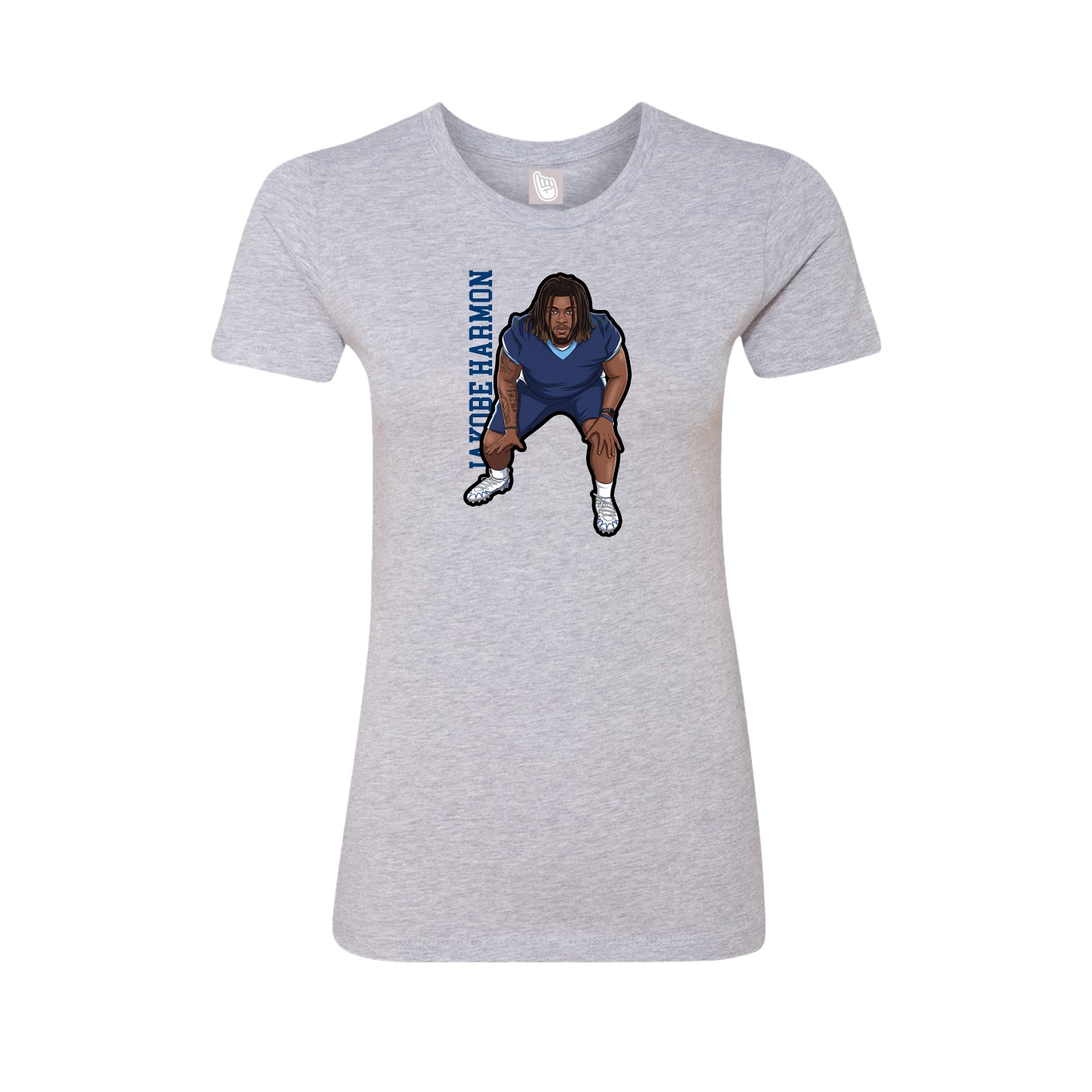 Fitted Women's Tee — Name Vertical in Grey