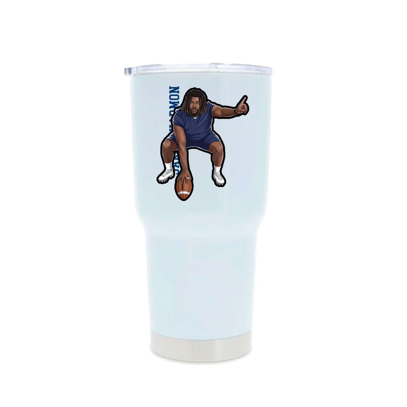 30oz Stainless Steel Tumbler — Name Vertical in White
