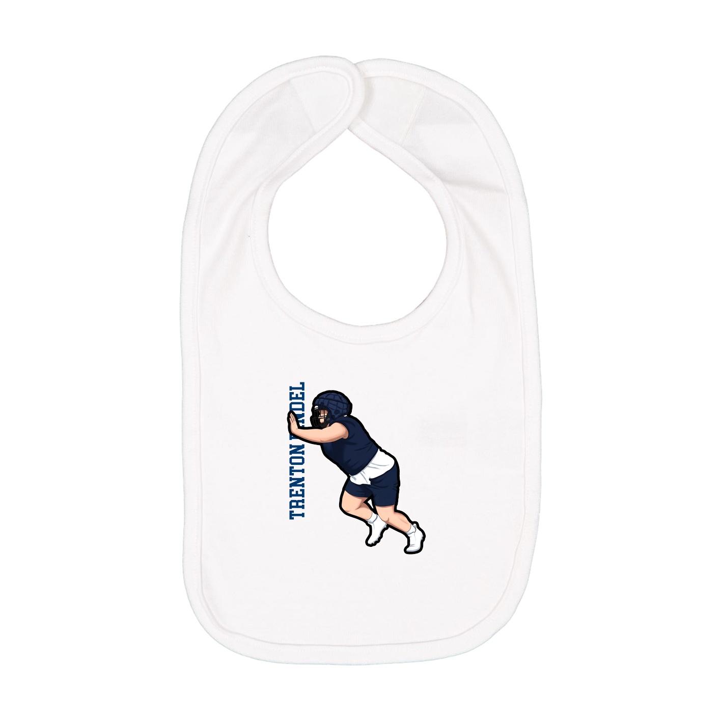 Infant Bib — Name Vertical in White