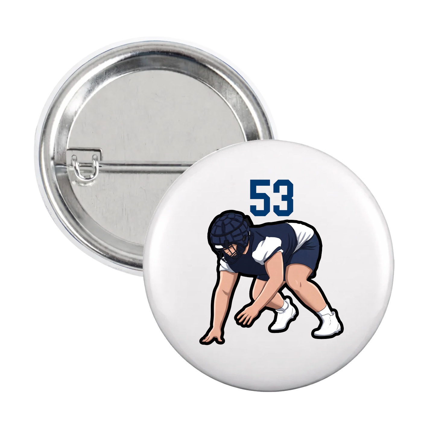 Game Day Button — Number Top in White