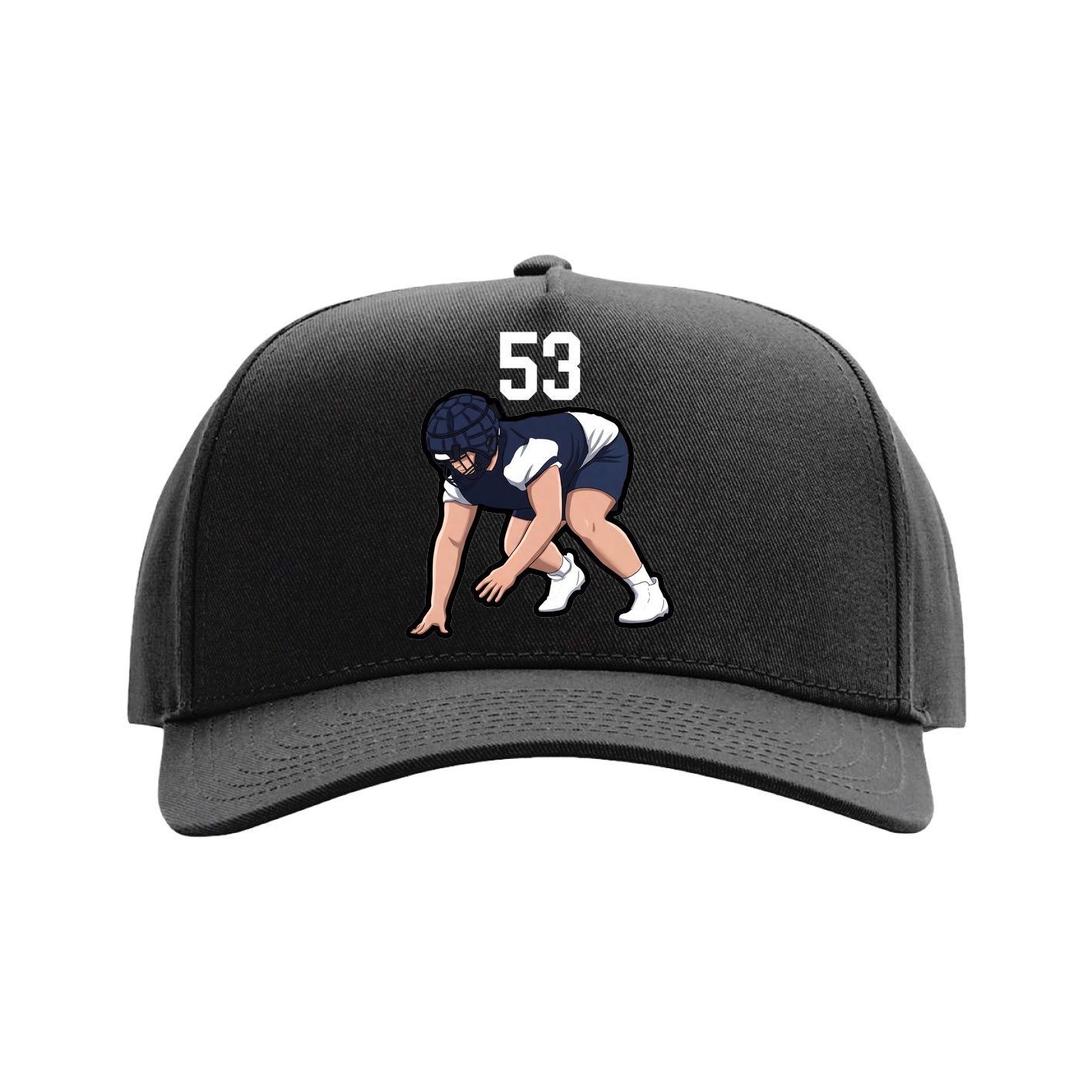 Full Fabric Five-Panel Champ Cap — Number Top in Black