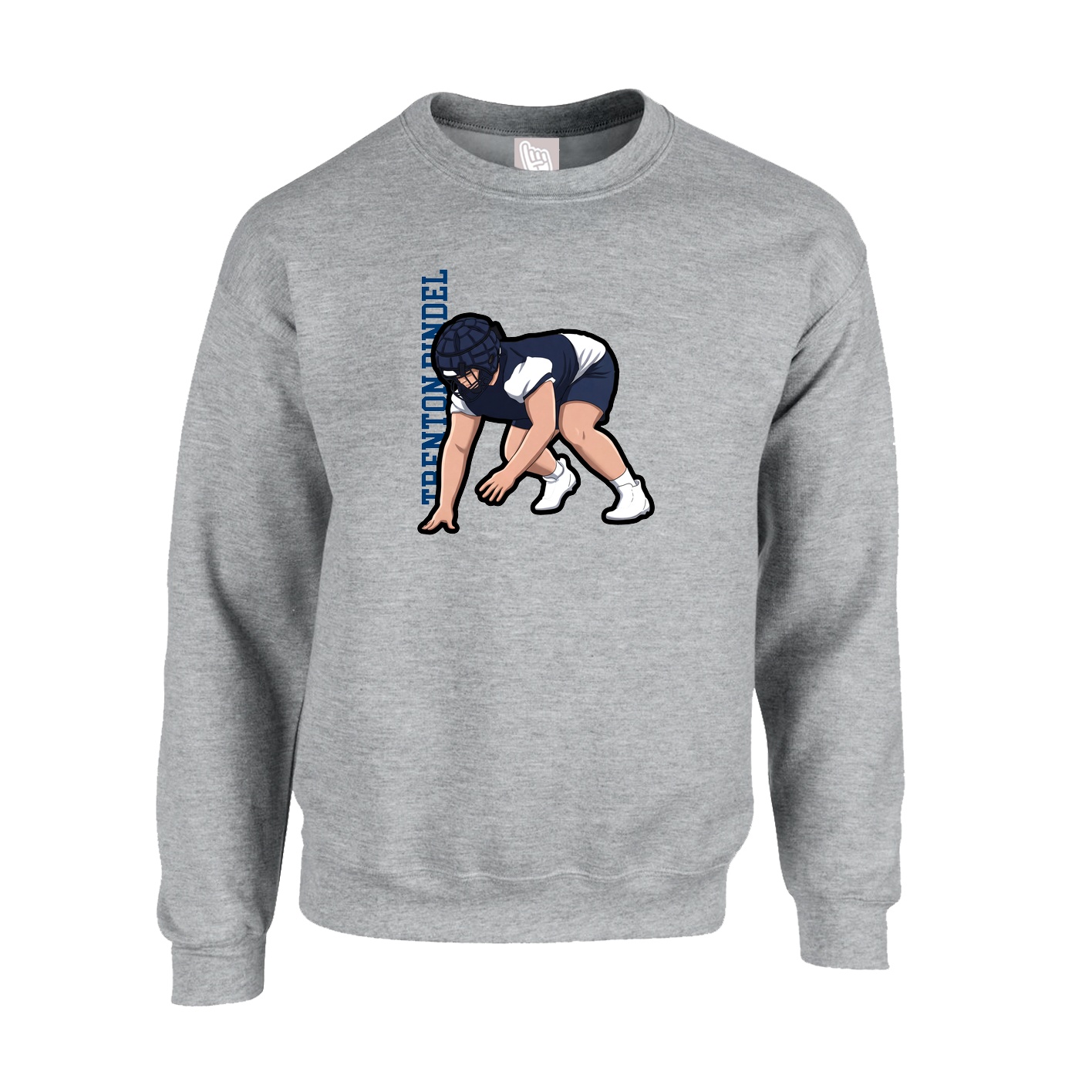 Fleece Crew — Name Vertical in Grey