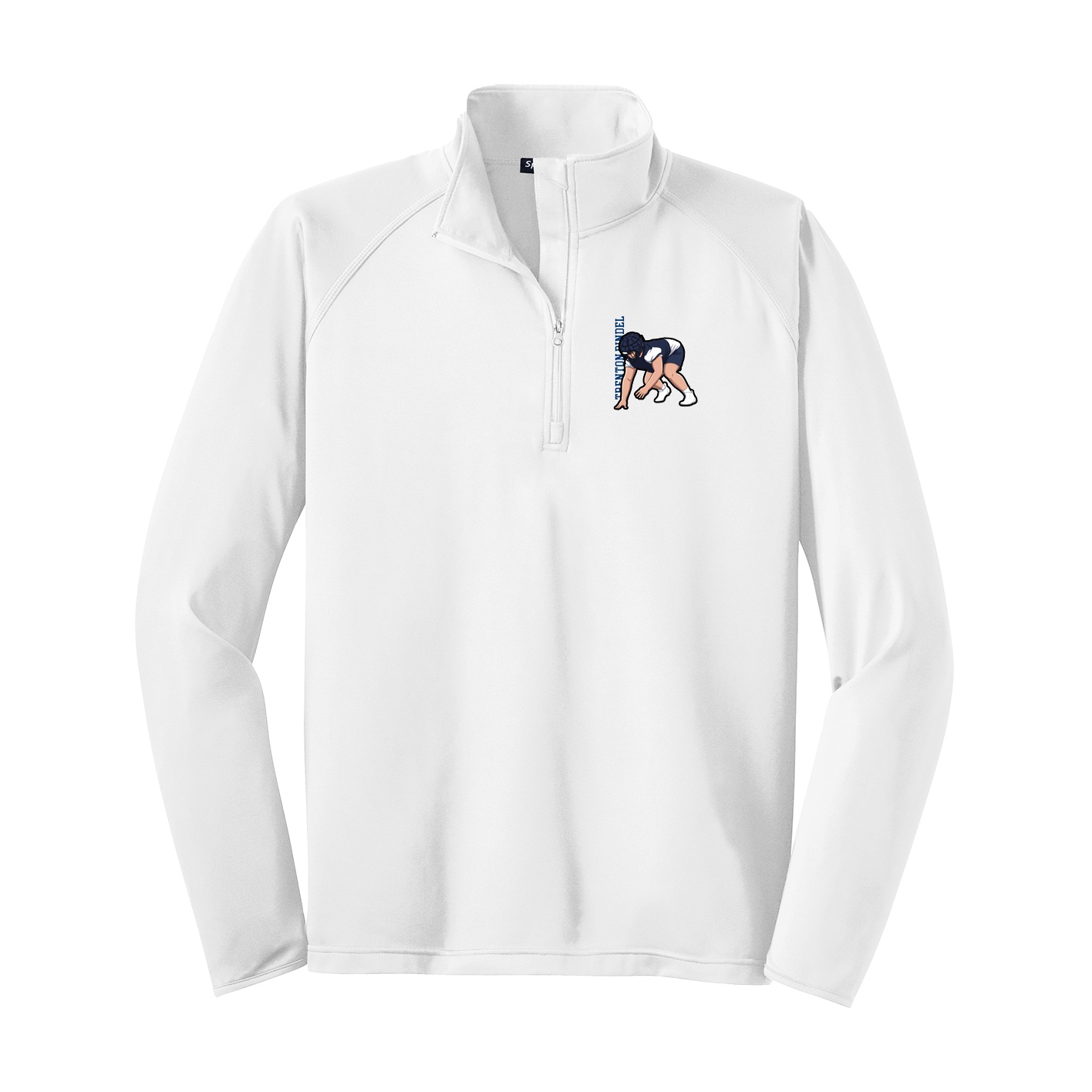 Q-Zip Pullover — Name Vertical in White