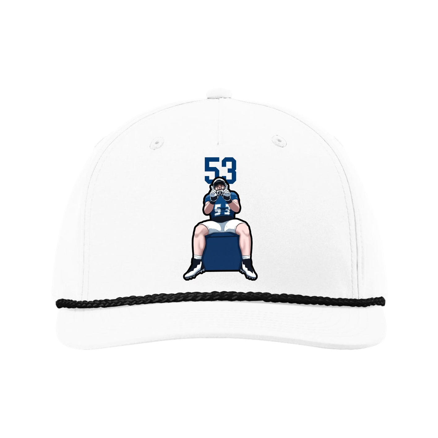 Five-Panel Classic Rope Cap — Number Top in White