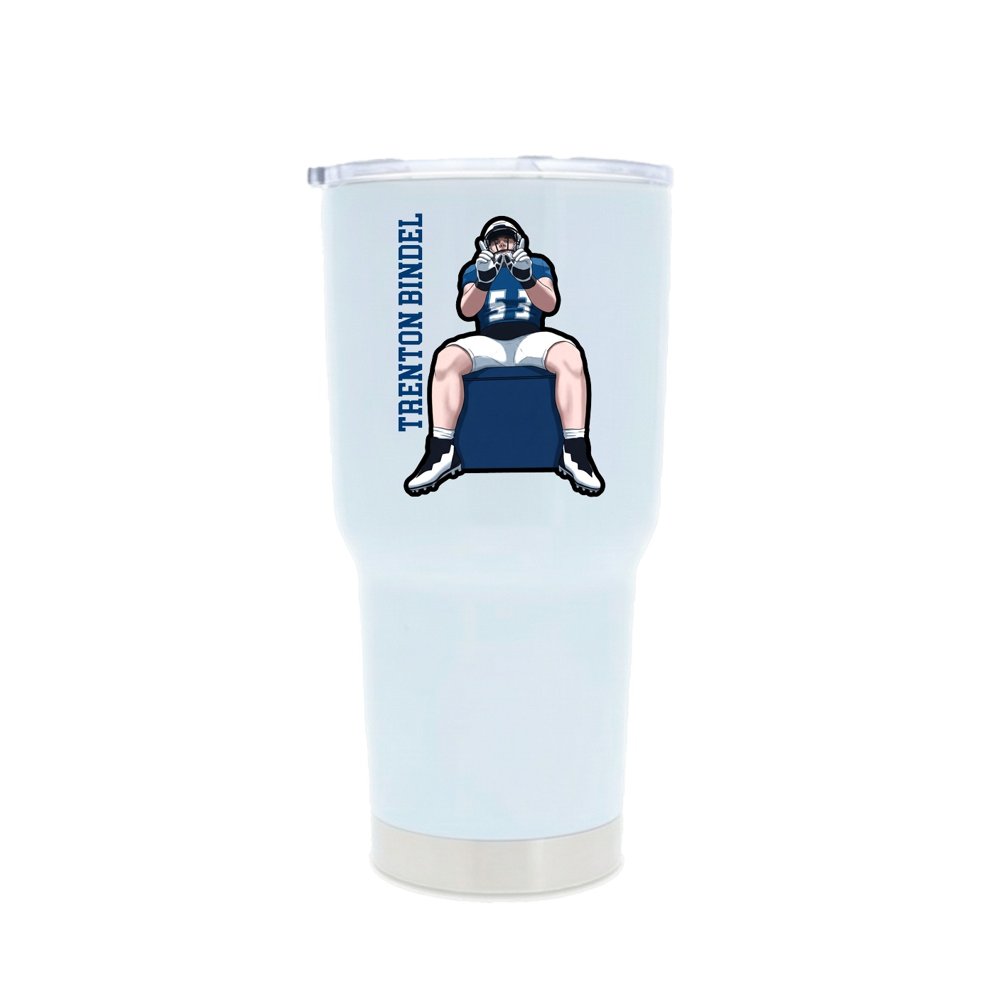30oz Stainless Steel Tumbler — Name Vertical in White