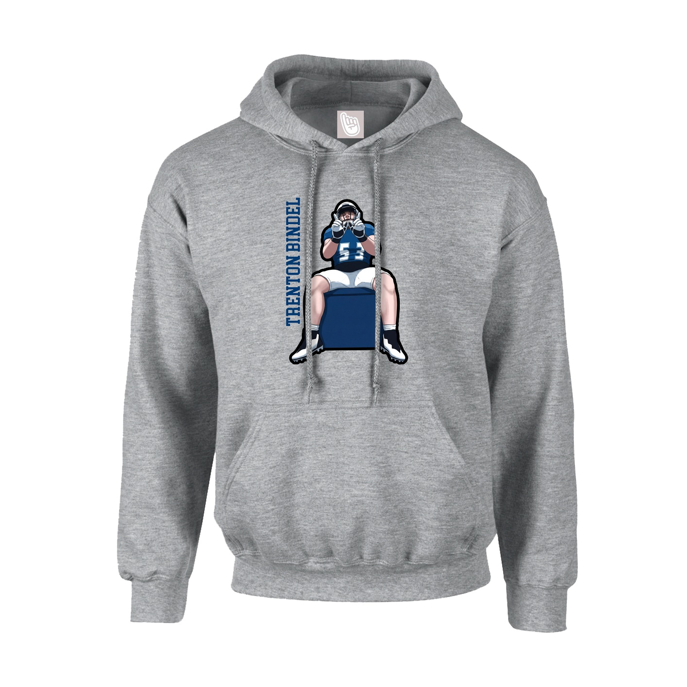 Hoodie — Name Vertical in Grey
