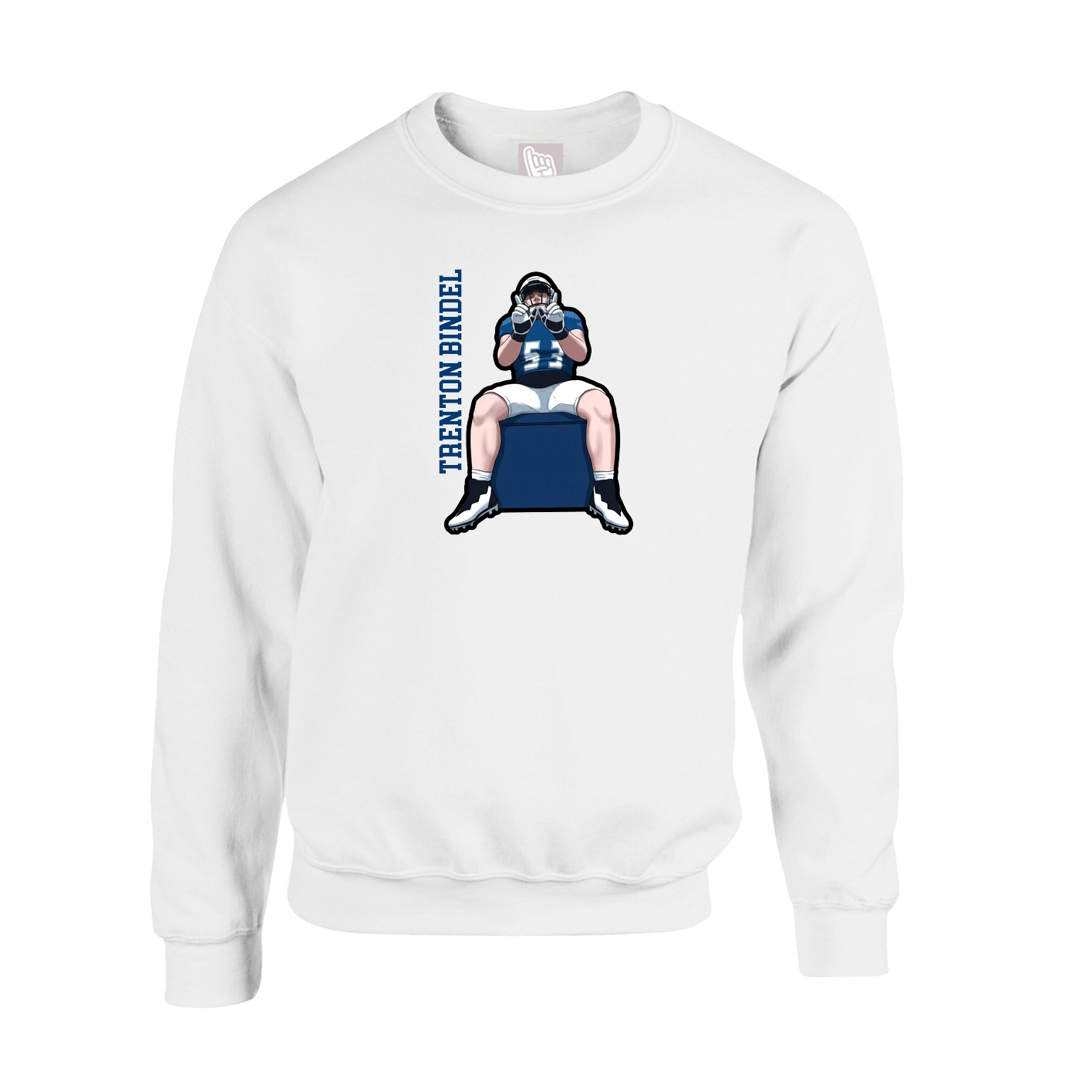 Fleece Crew — Name Vertical in White