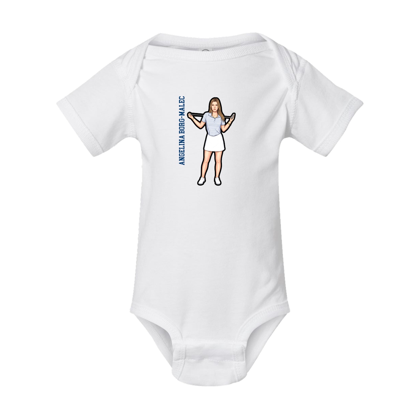 Baby Onesie — Name Vertical in White