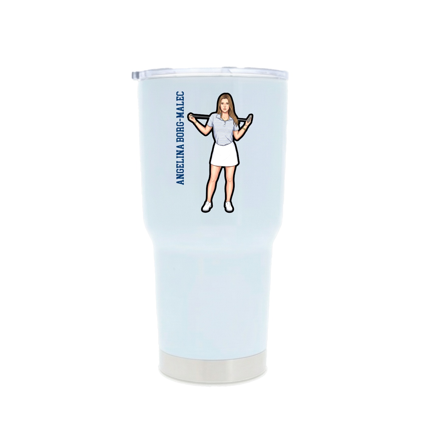 30oz Stainless Steel Tumbler — Name Vertical in White