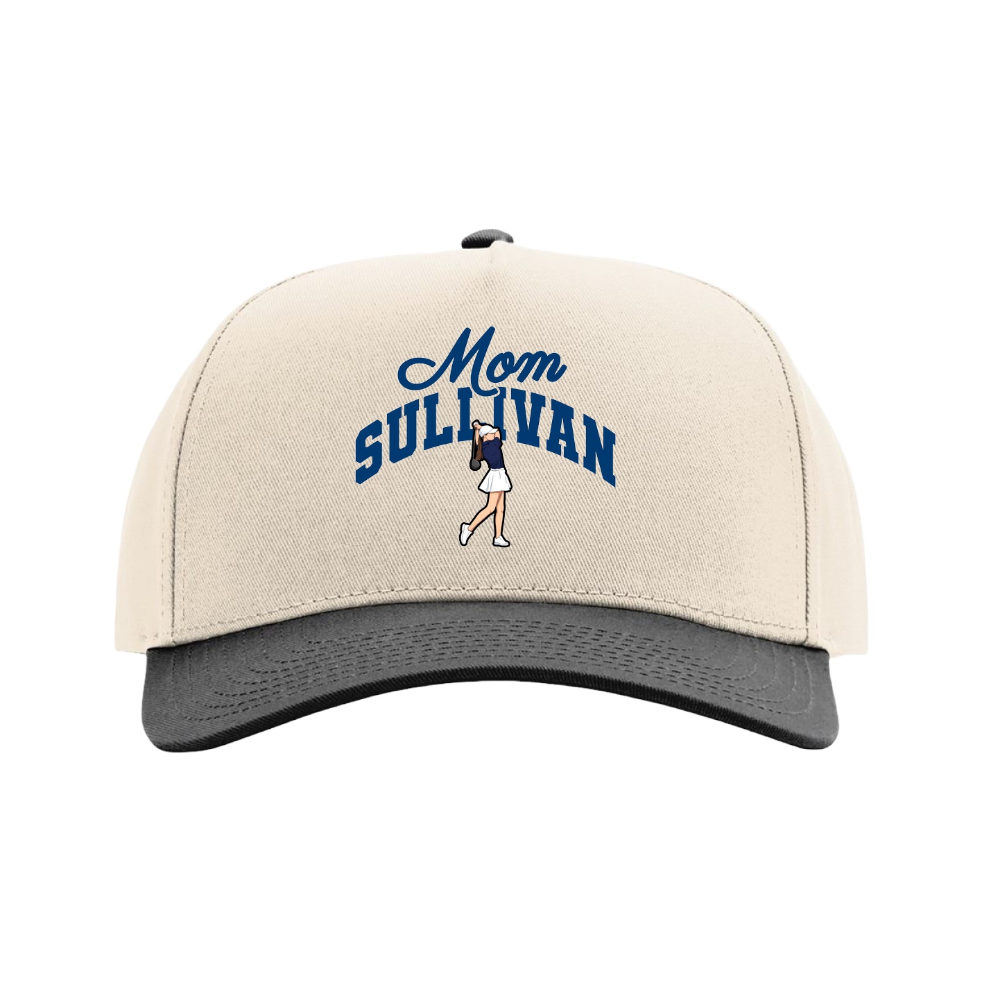Full Fabric Five-Panel Champ Cap — Mothers Day Arch in Cream/Black