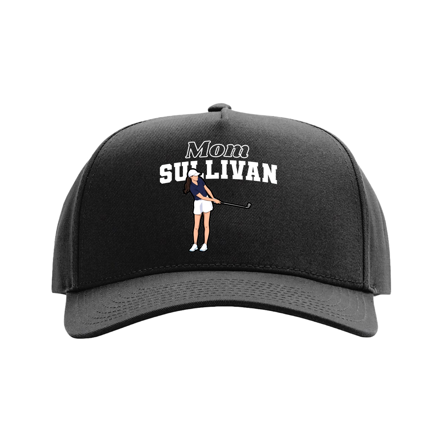Full Fabric Five-Panel Champ Cap — Mothers Day Block in Black