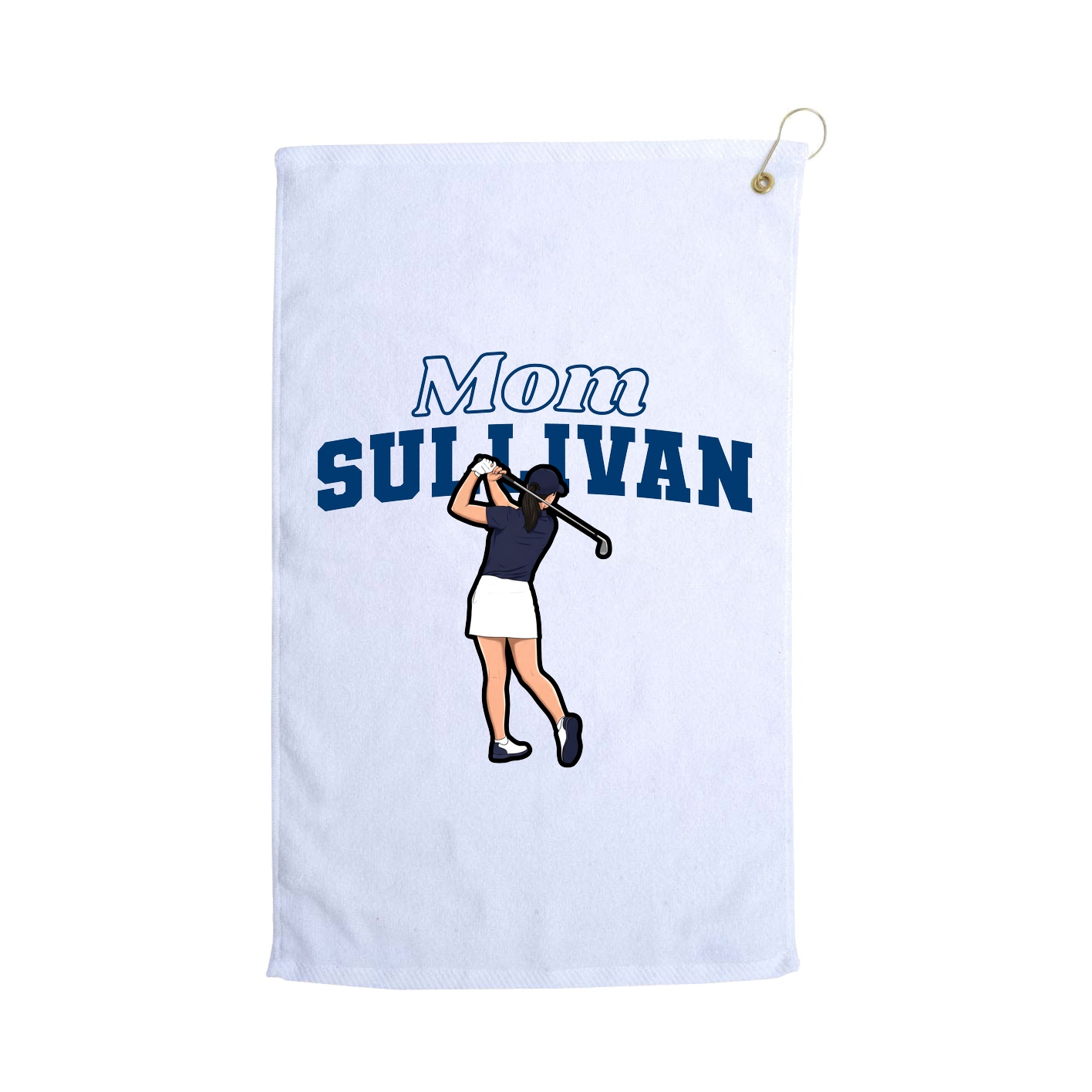 Golf Towel — Mothers Day Block in White