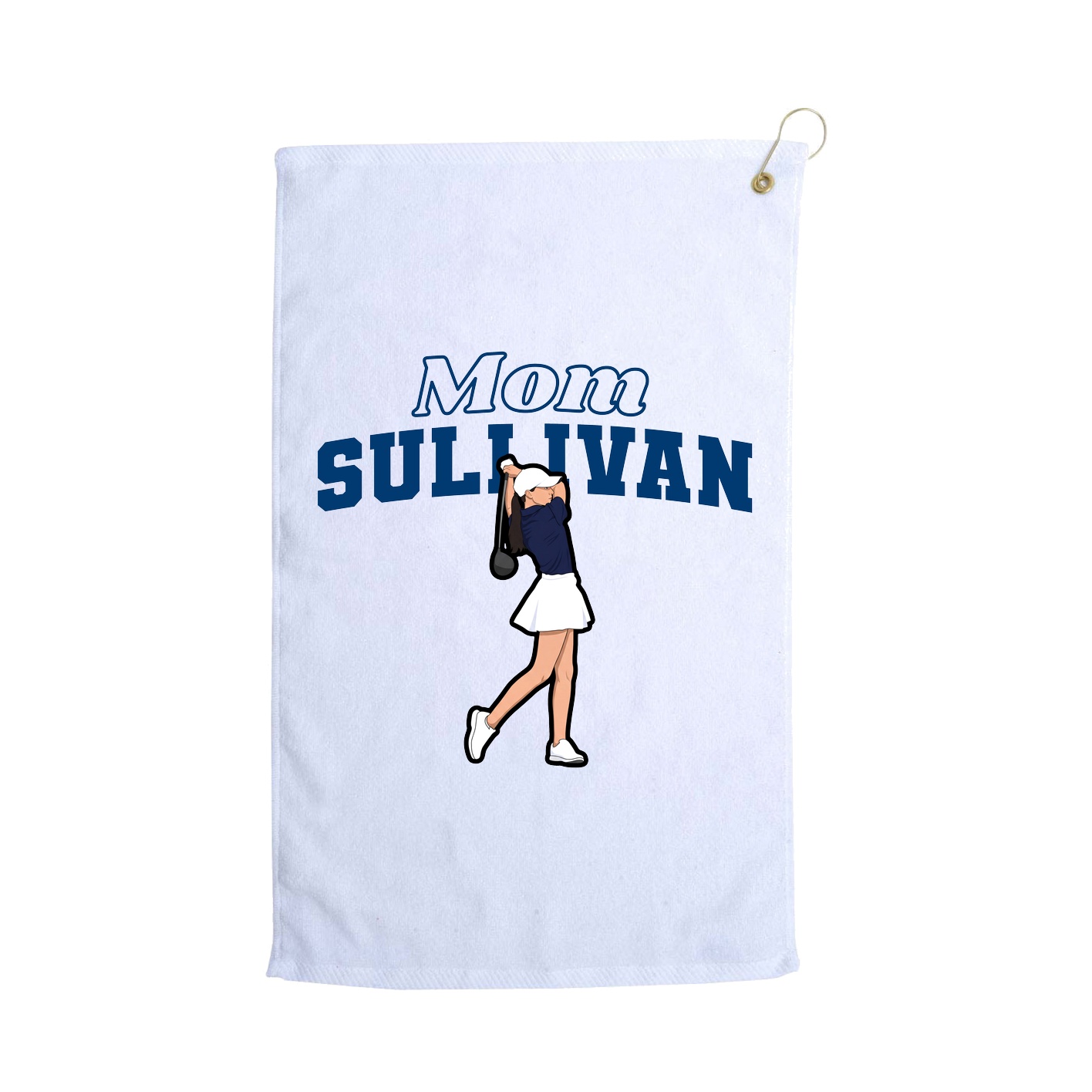 Golf Towel — Mothers Day Block in White