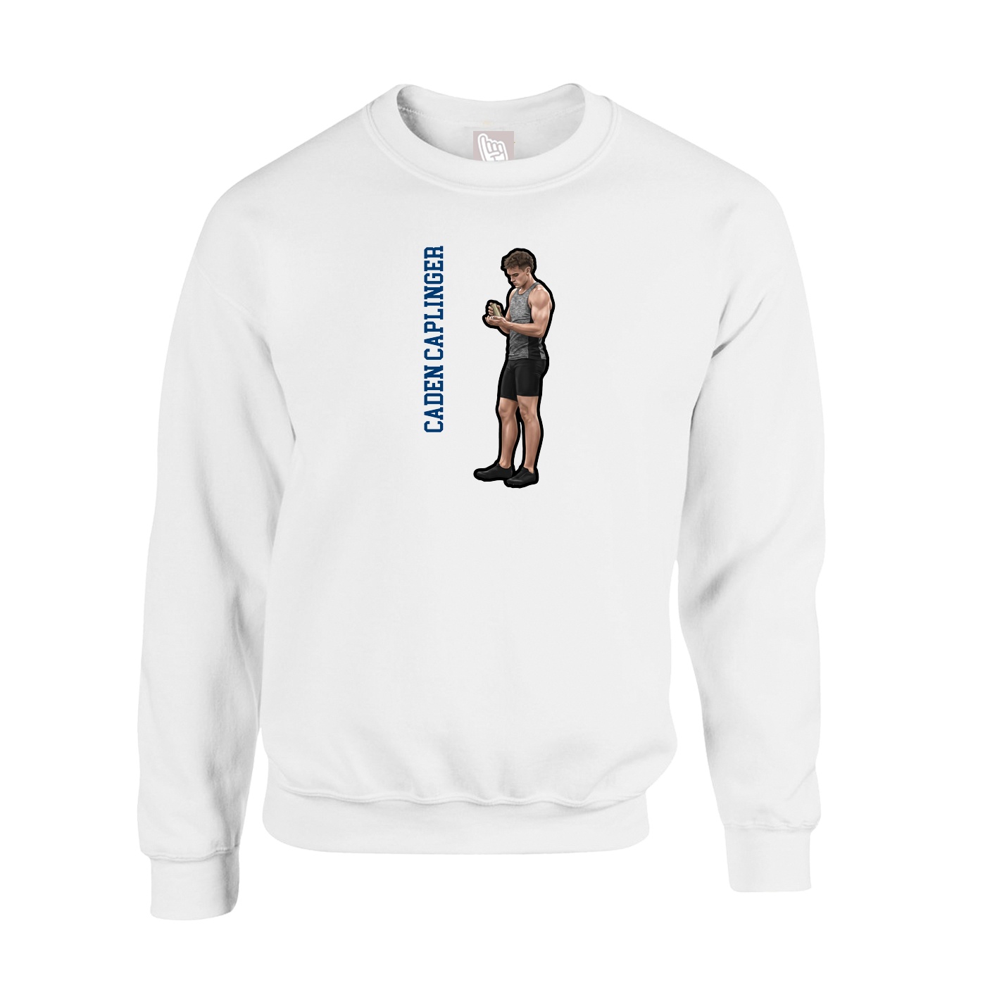 Fleece Crew — Name Vertical in White