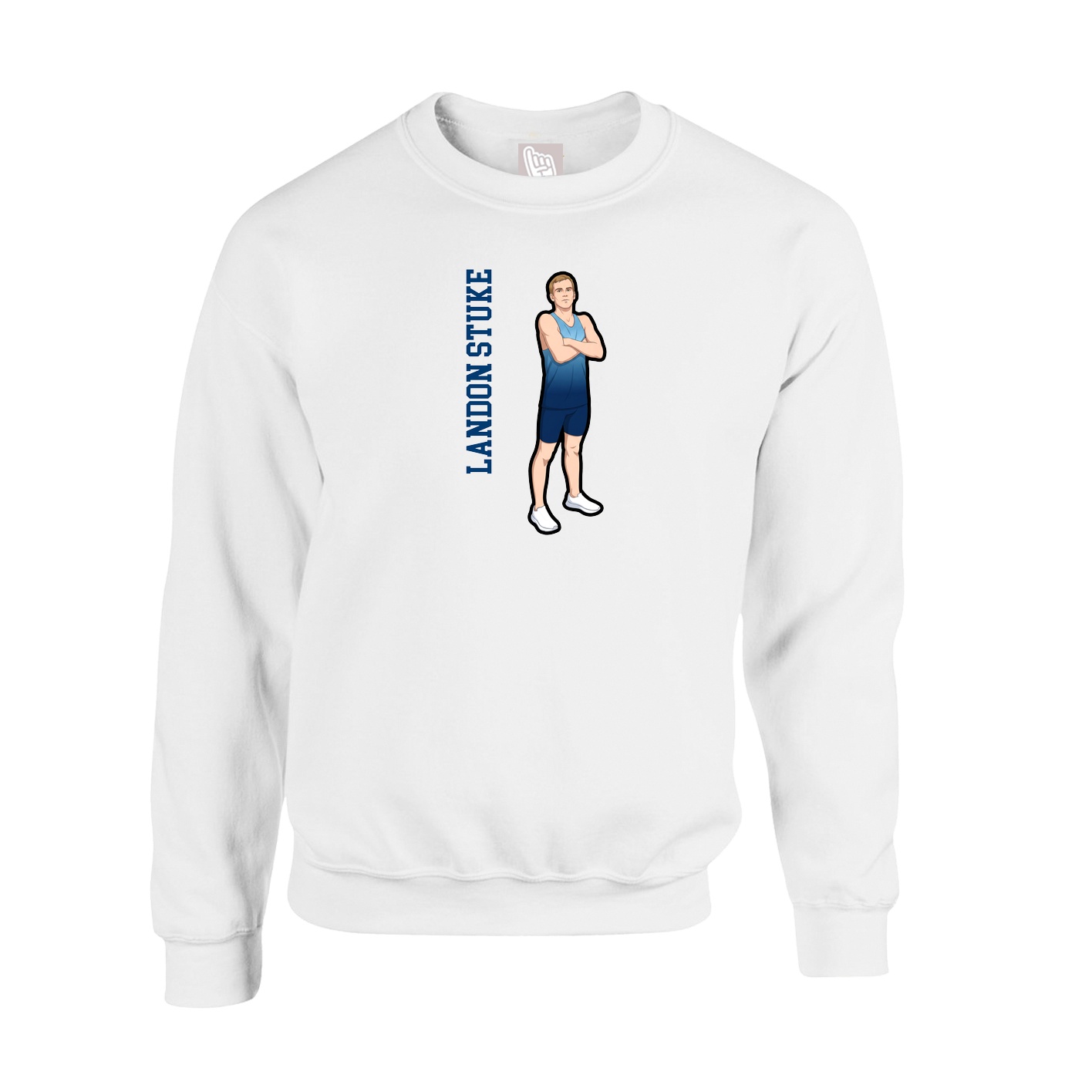 Fleece Crew — Name Vertical in White