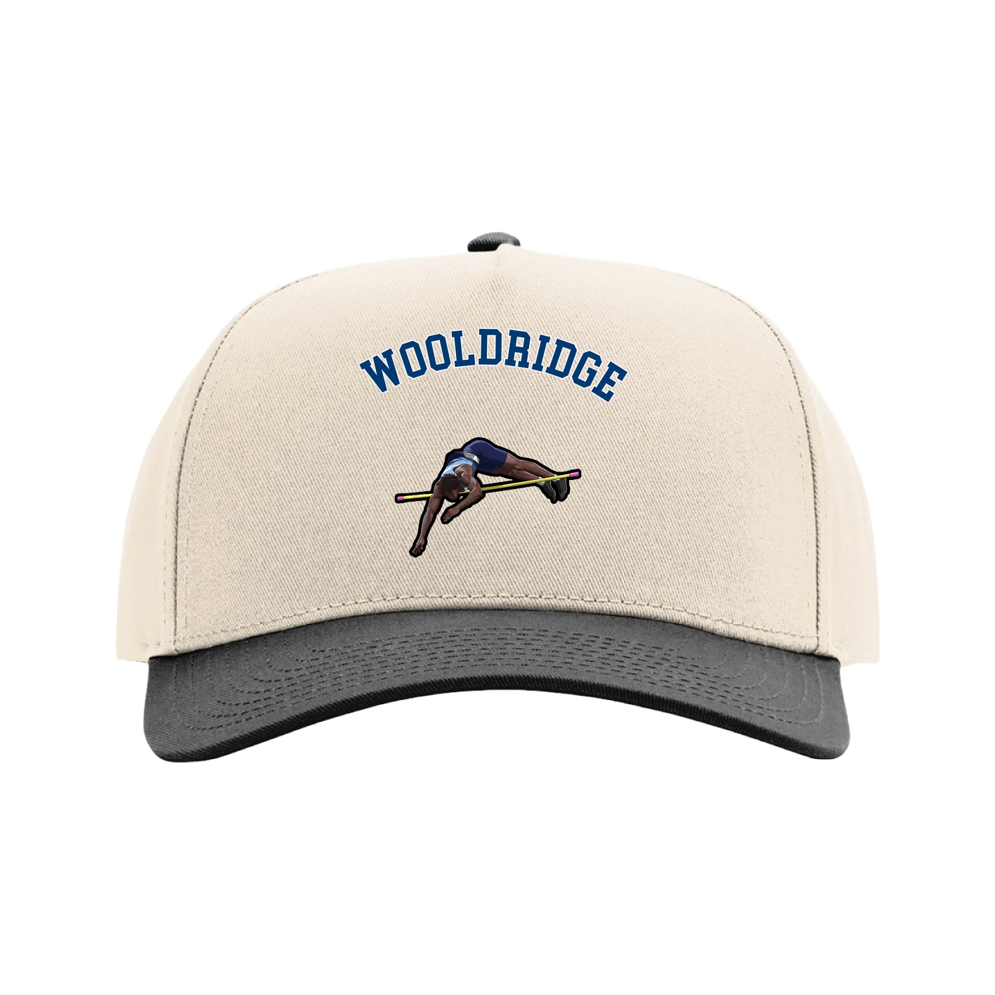 Full Fabric Five-Panel Champ Cap — Shirsey Arch in Cream/Black