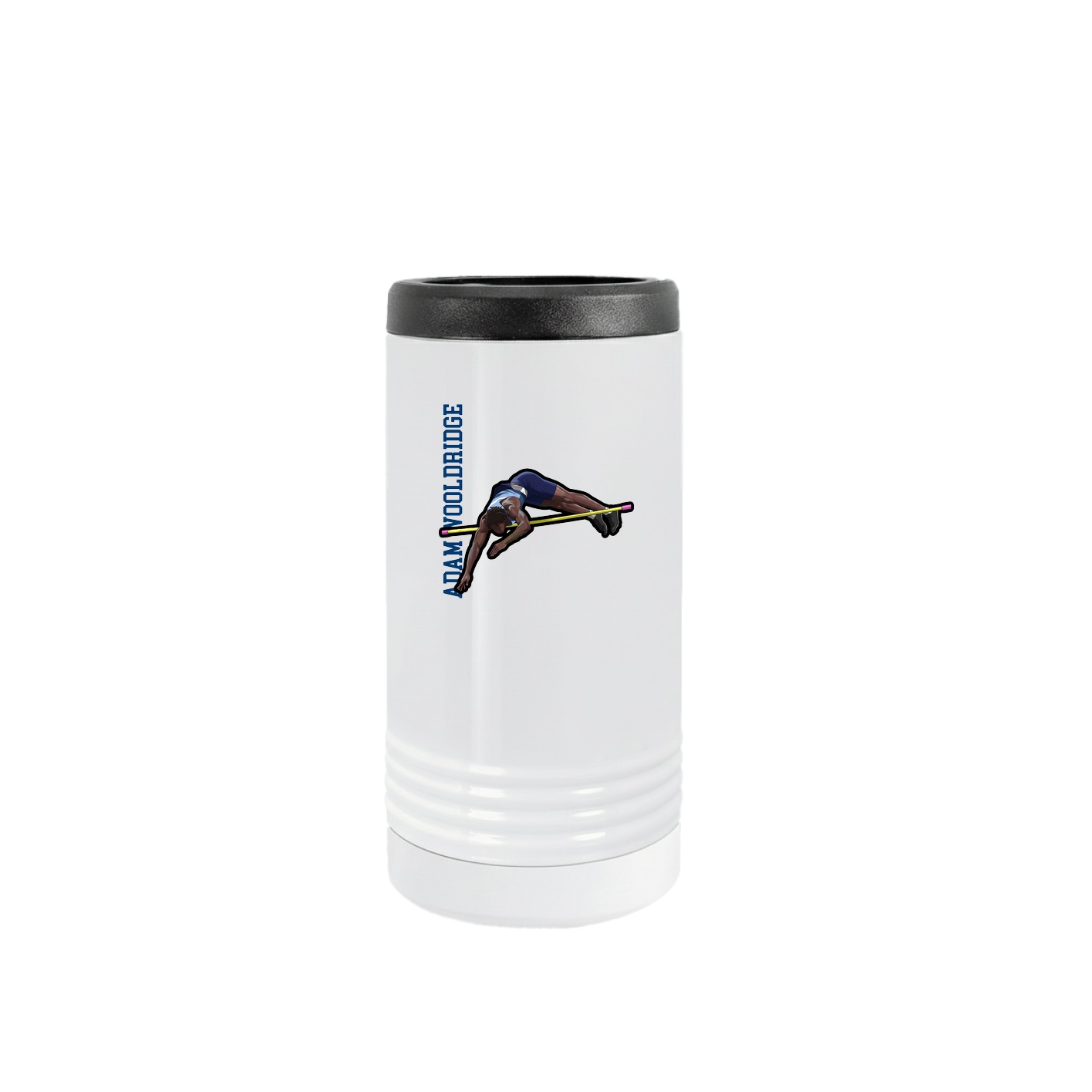 Slim Beverage Holder — Name Vertical in White