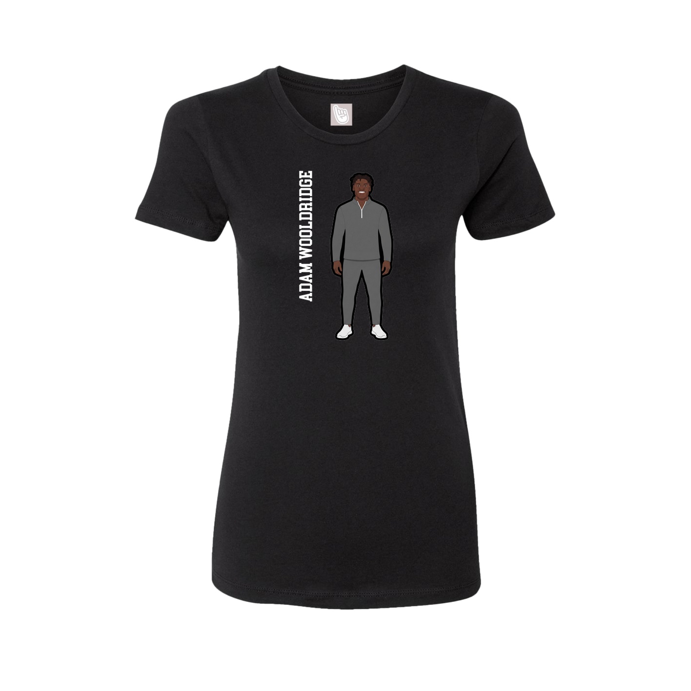 Womens Tee — Name Vertical in Black
