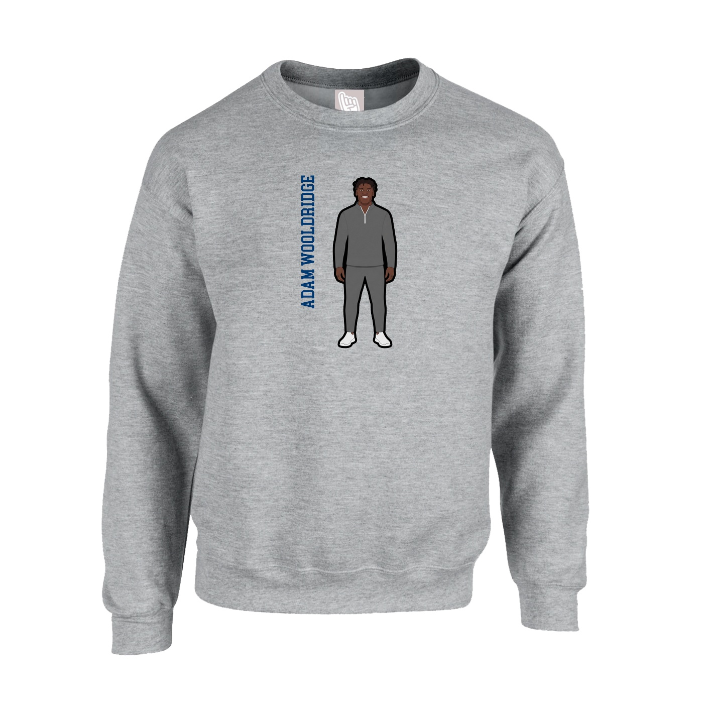 Fleece Crew — Name Vertical in Grey