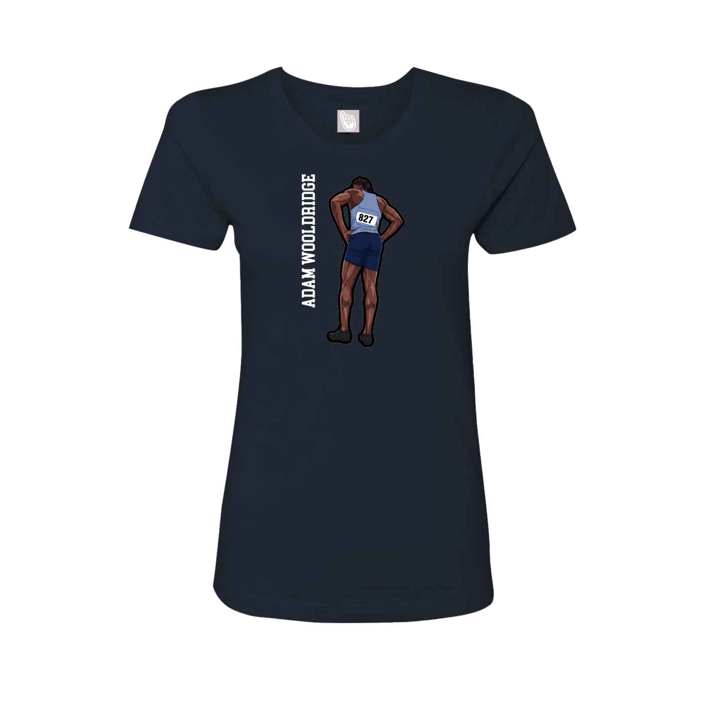 Womens Tee — Name Vertical in Navy