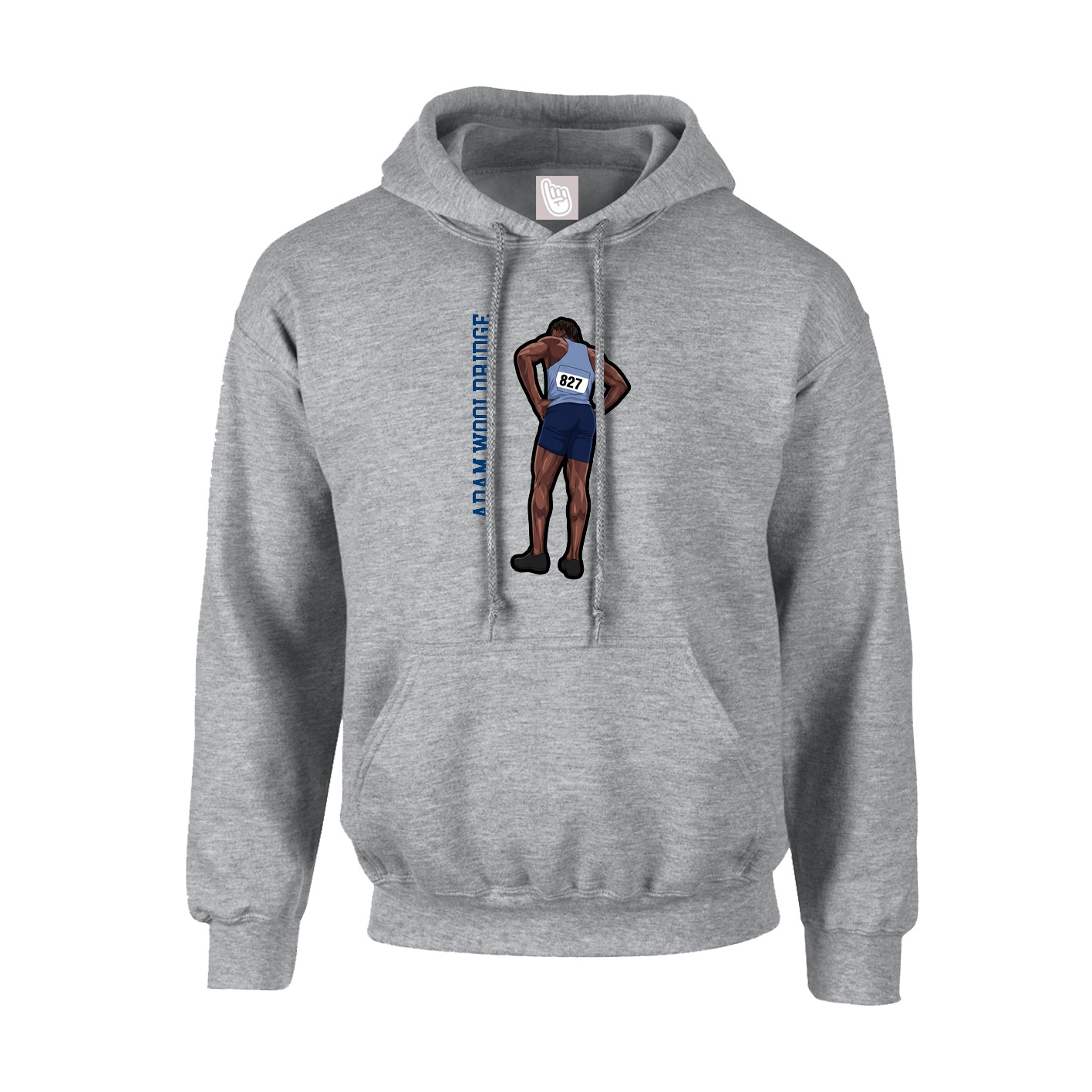 Hoodie — Name Vertical in Grey