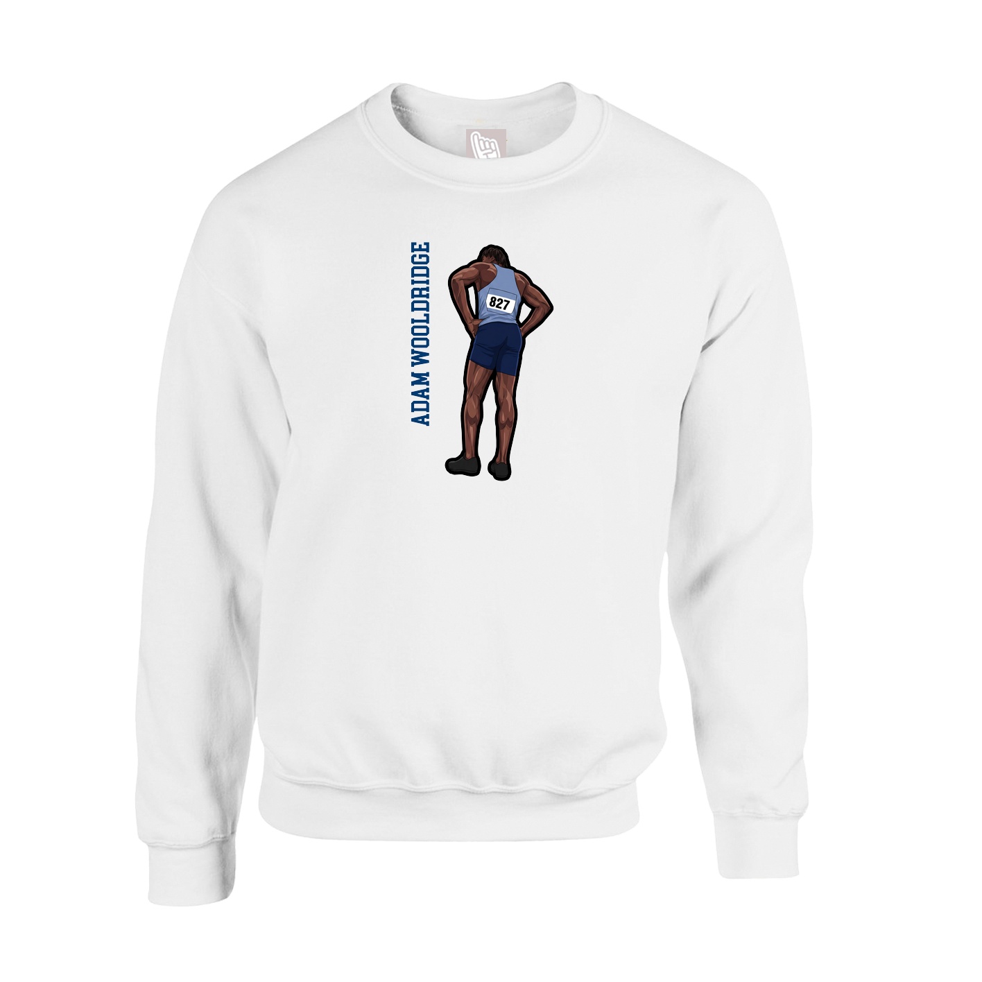 Fleece Crew — Name Vertical in White