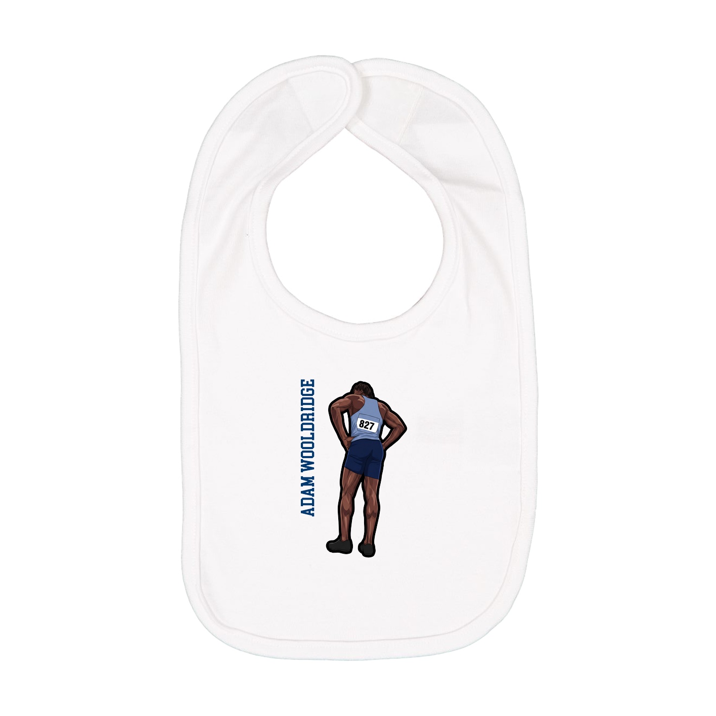 Infant Bib — Name Vertical in White
