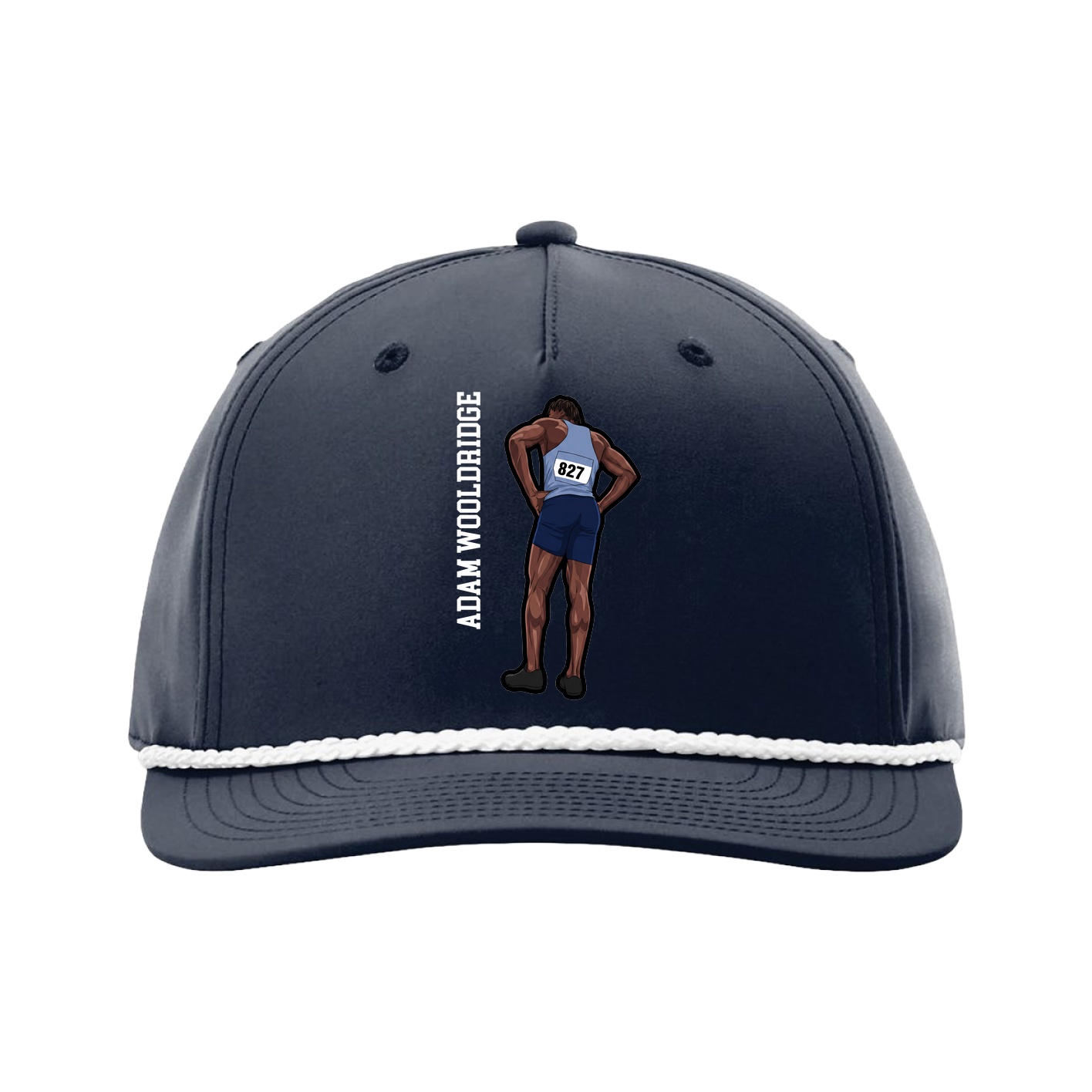 Five-Panel Classic Rope Cap — Name Vertical in Navy