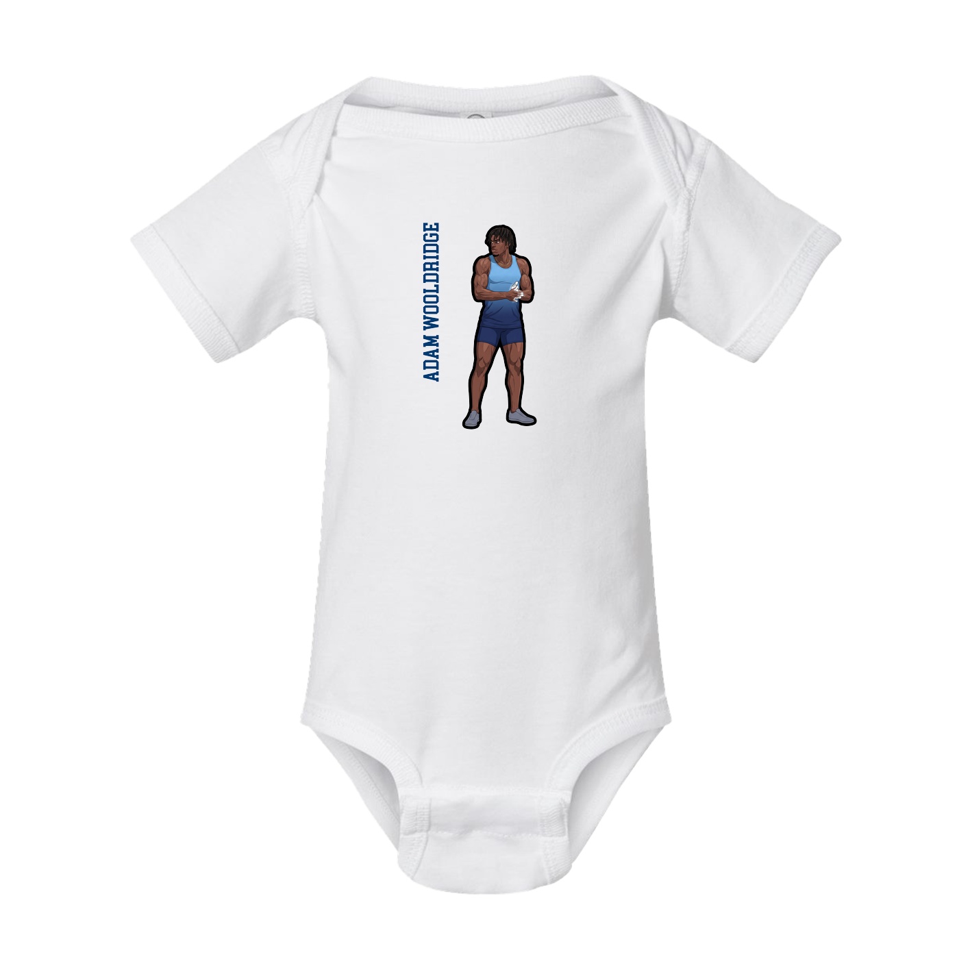 Baby Onesie — Name Vertical in White
