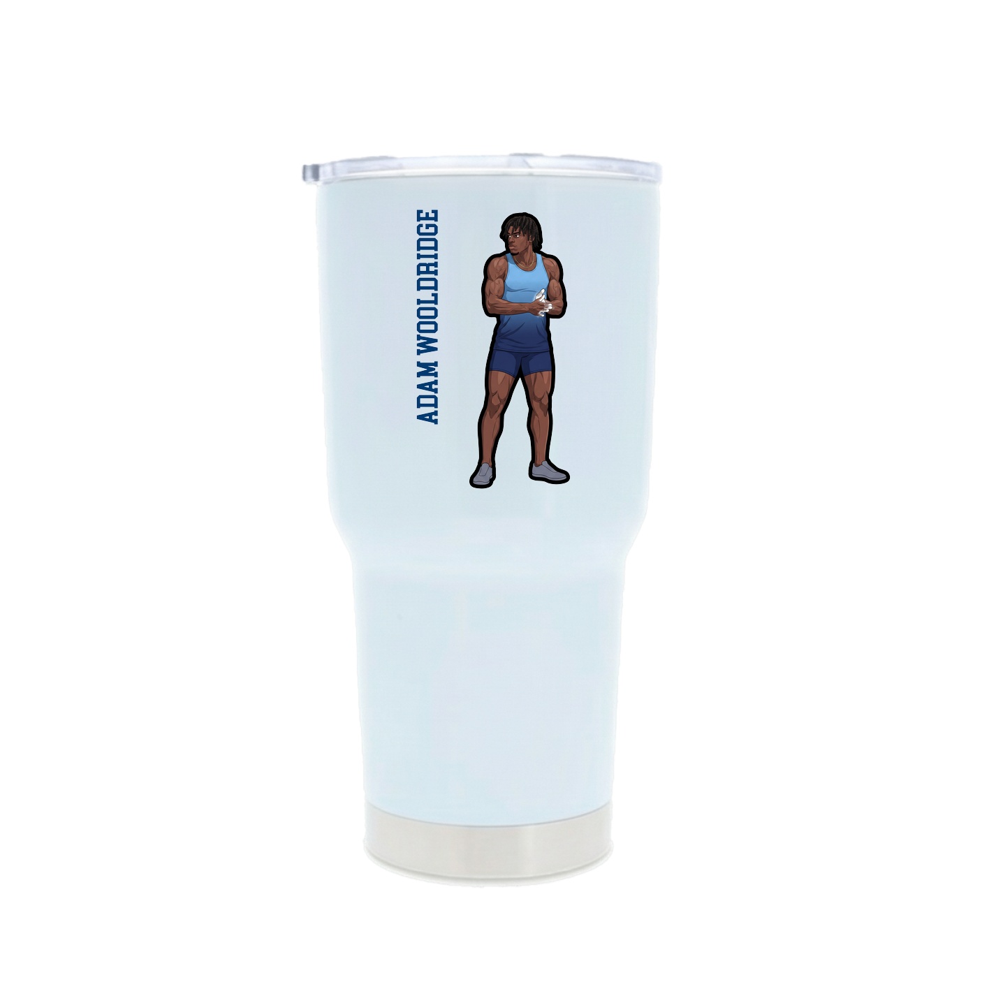 30oz Stainless Steel Tumbler — Name Vertical in White