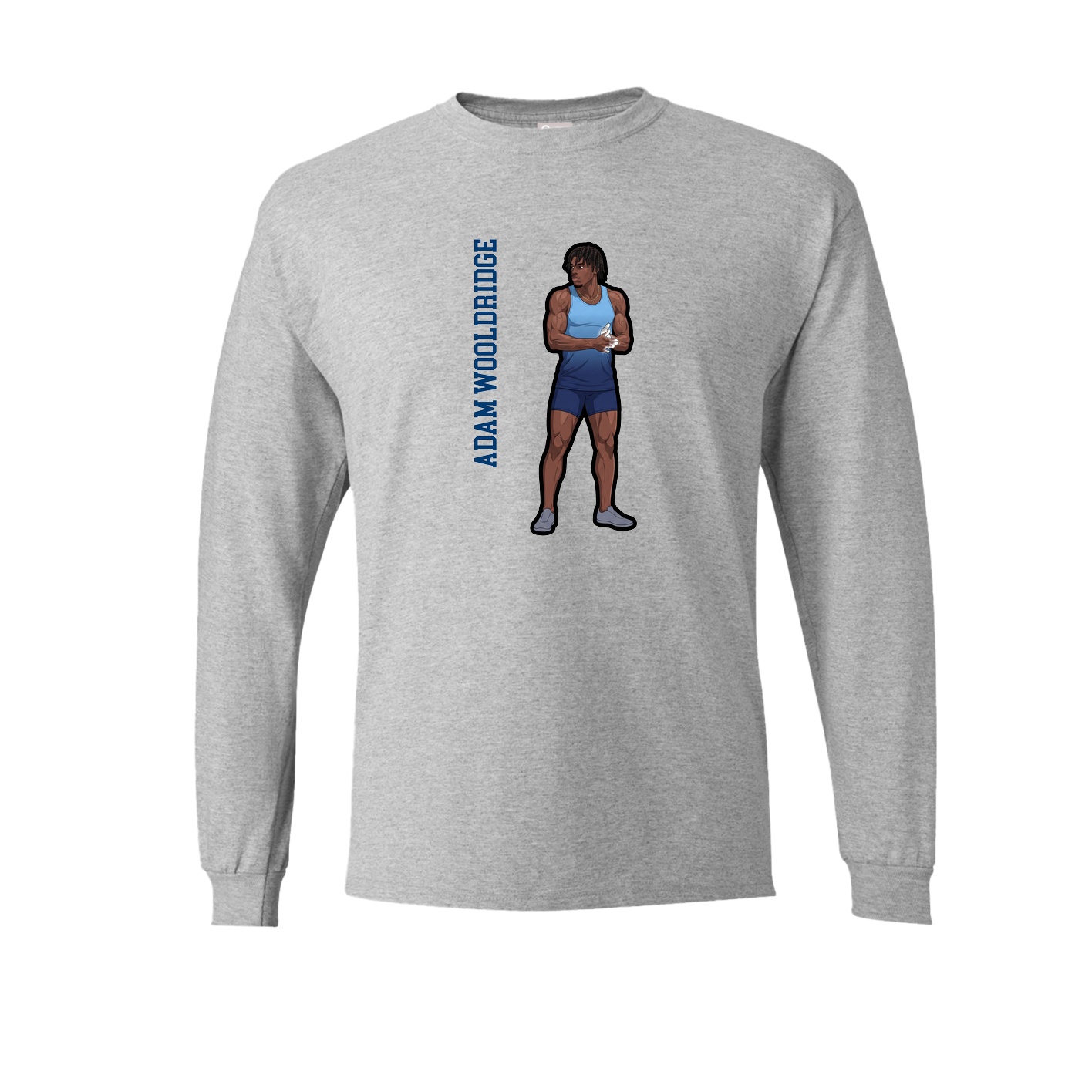 Long Sleeve Tee — Name Vertical in Grey