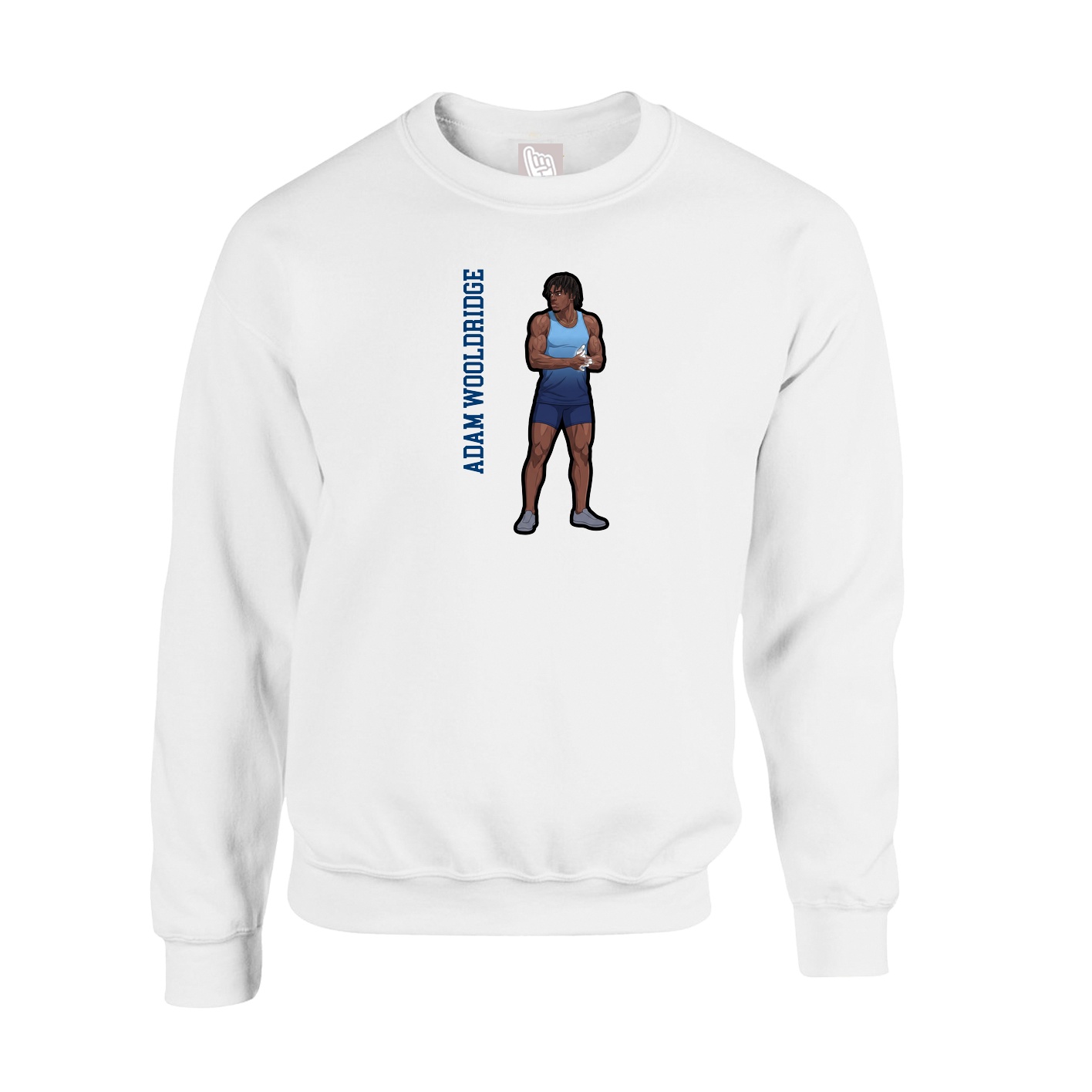 Fleece Crew — Name Vertical in White