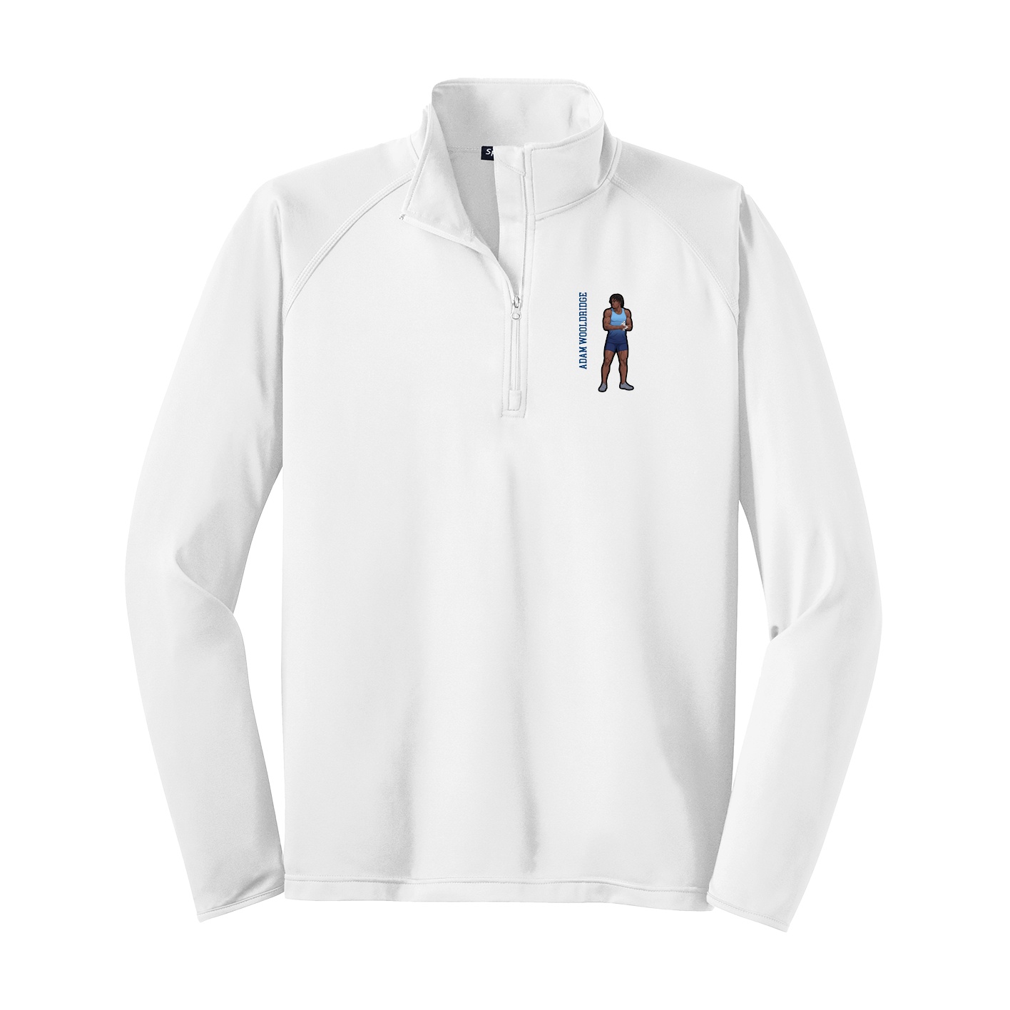 Q-Zip Pullover — Name Vertical in White