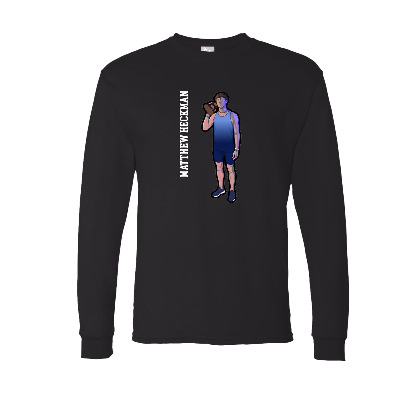 Long Sleeve Tee — Name Vertical in Black