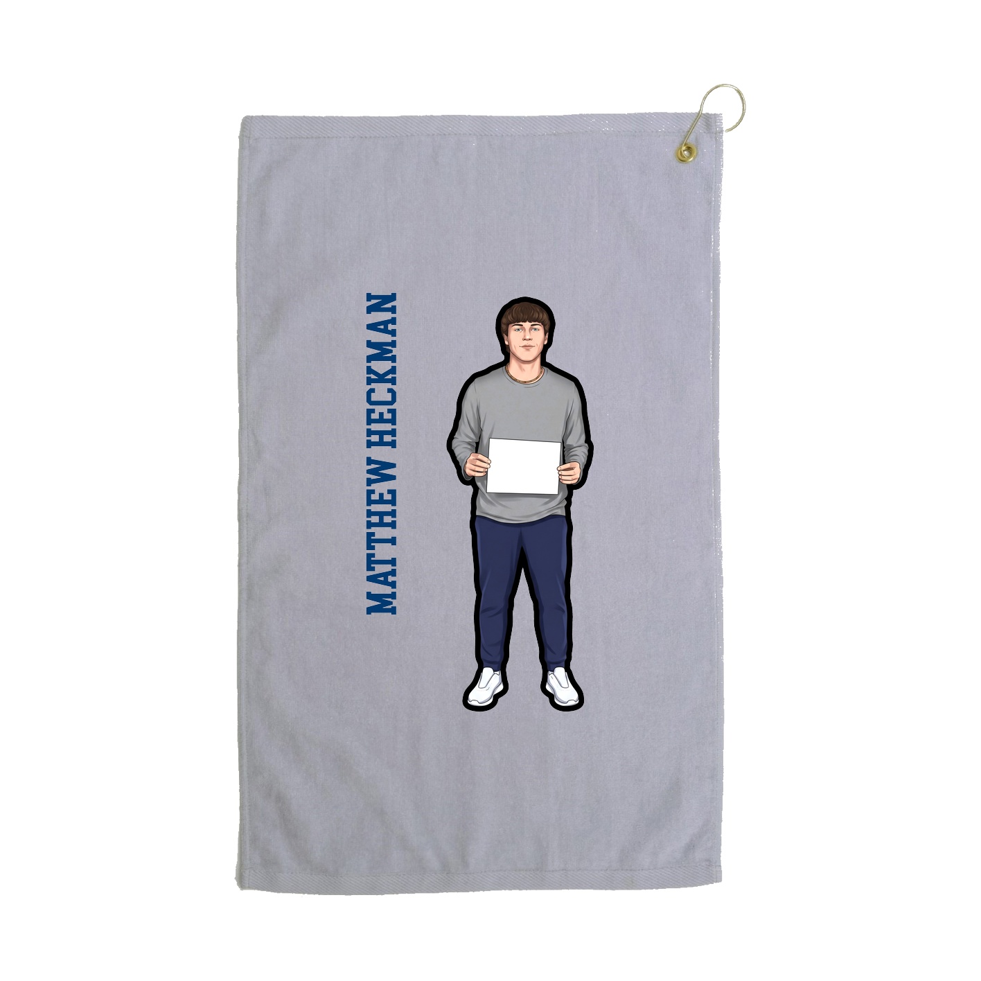 Golf Towel — Name Vertical in Grey