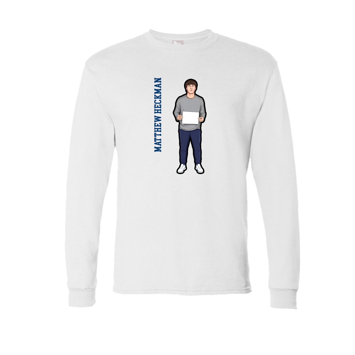 Long Sleeve Tee — Name Vertical in White