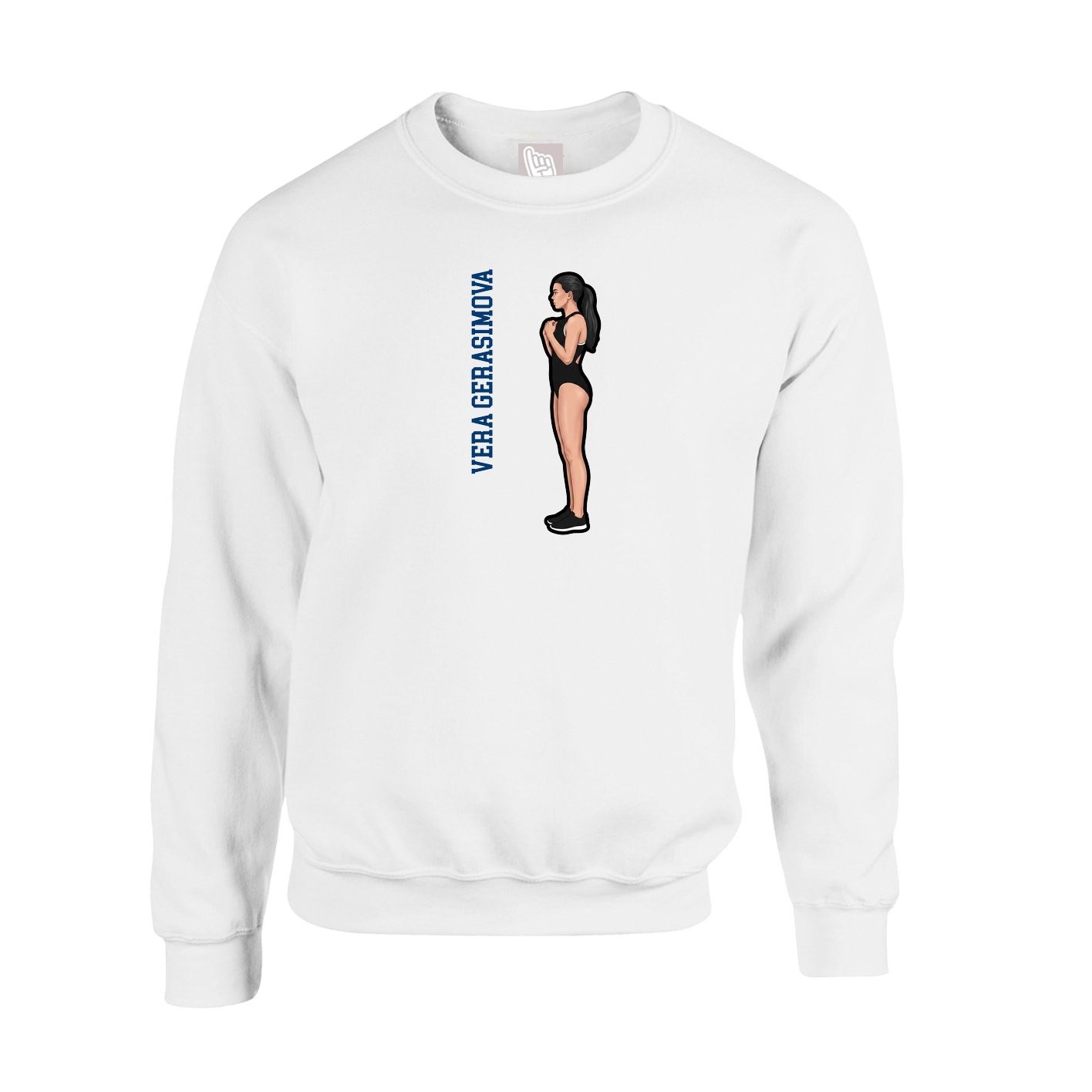 Fleece Crew — Name Vertical in White