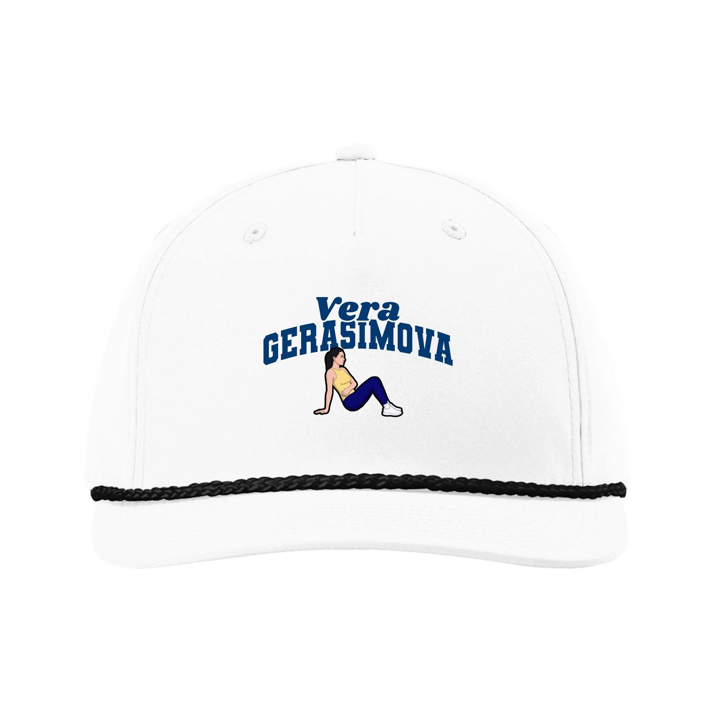 Five-Panel Classic Rope Cap — Signature Arch in White