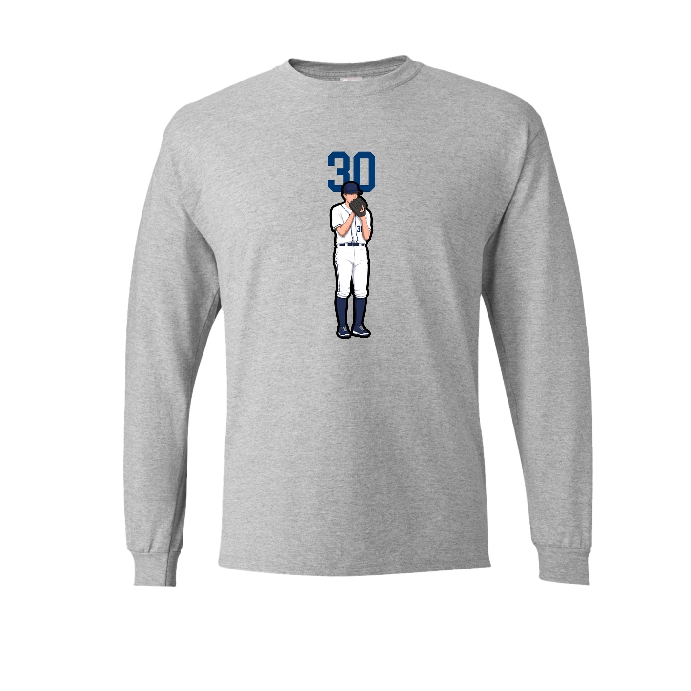 Long Sleeve Tee — Number Top in Grey
