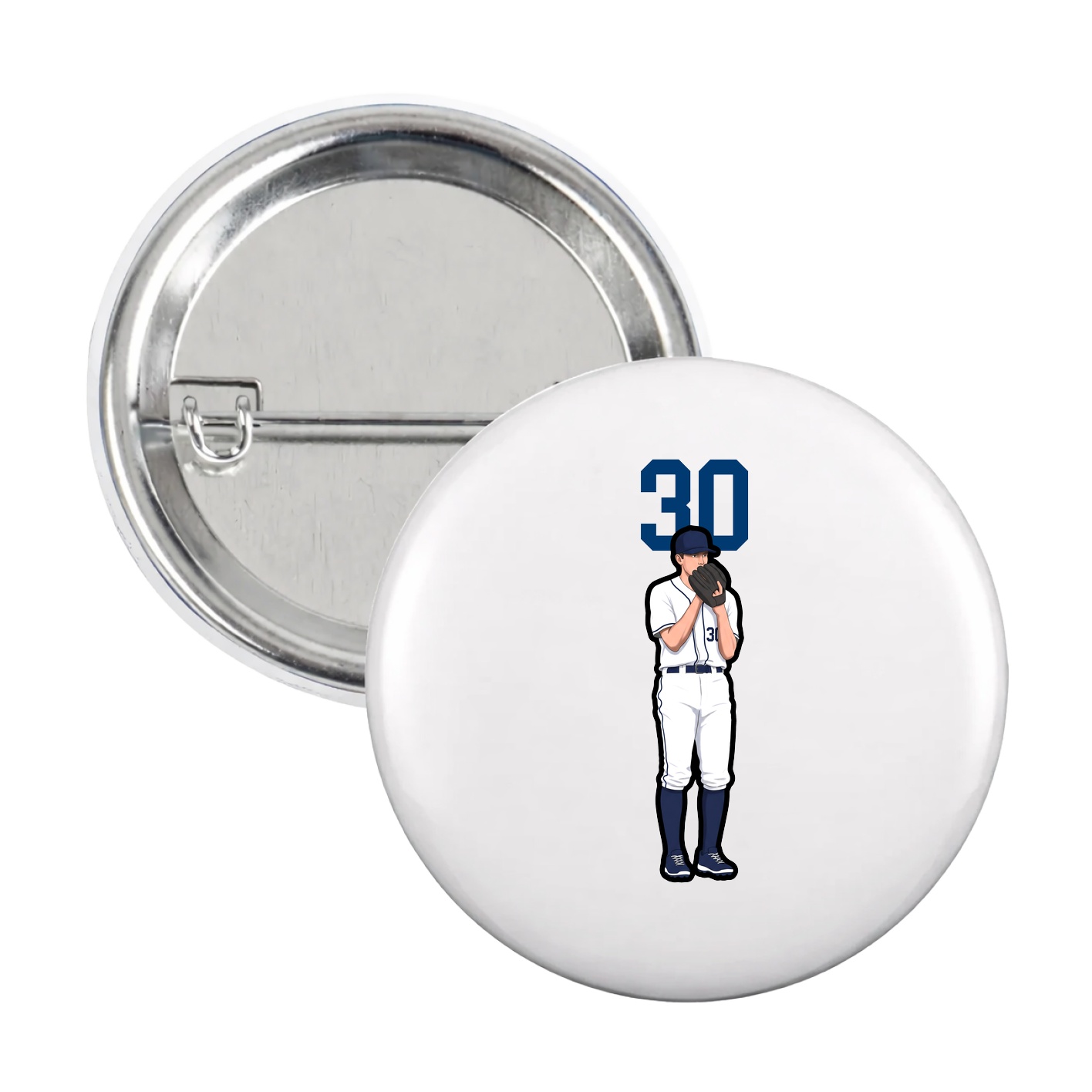 Game Day Button — Number Top in White
