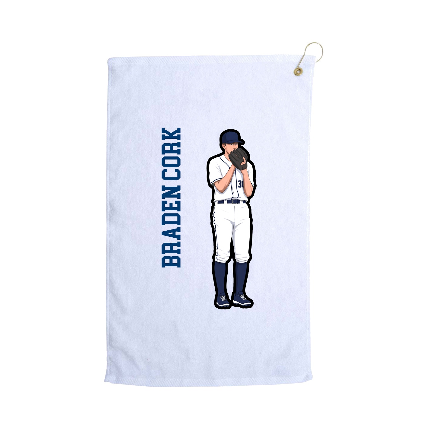 Golf Towel — Name Vertical in White
