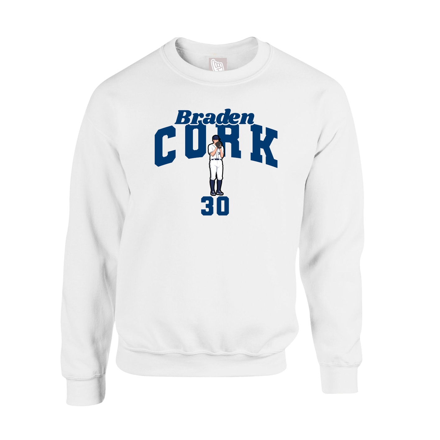 Fleece Crew — Signature Arch in White