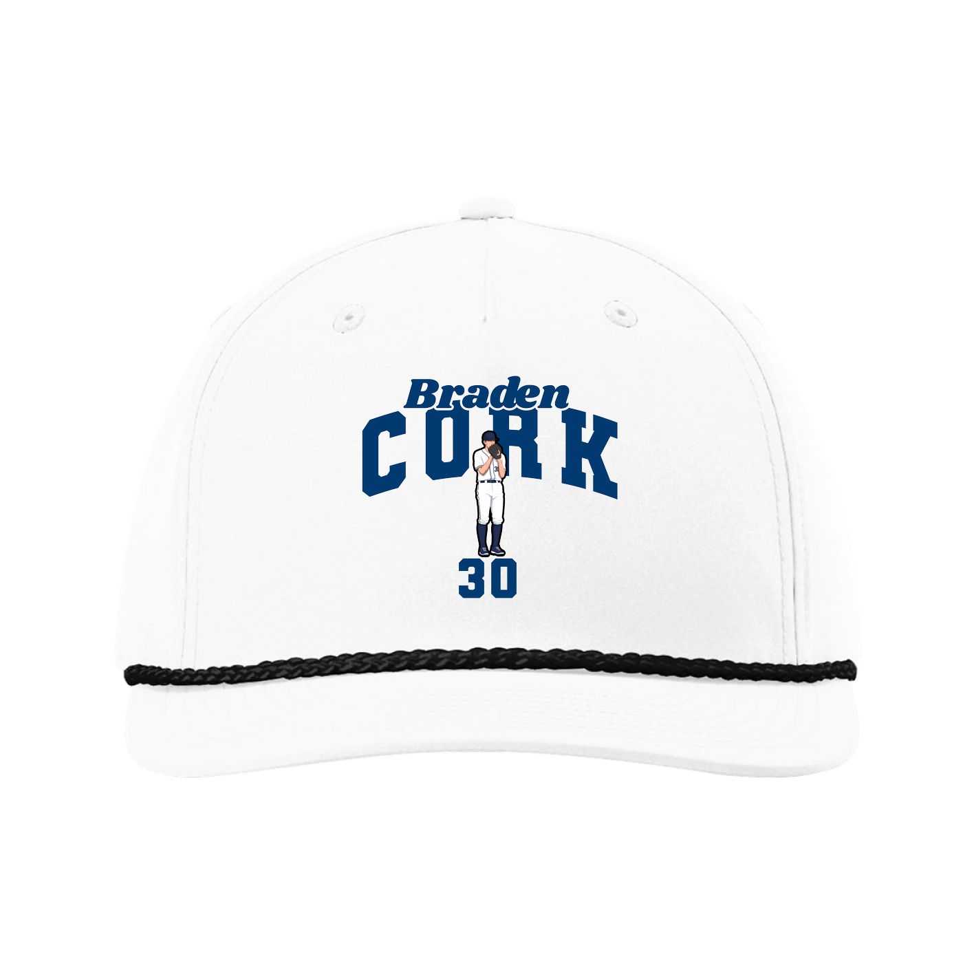 Five-Panel Classic Rope Cap — Signature Arch in White