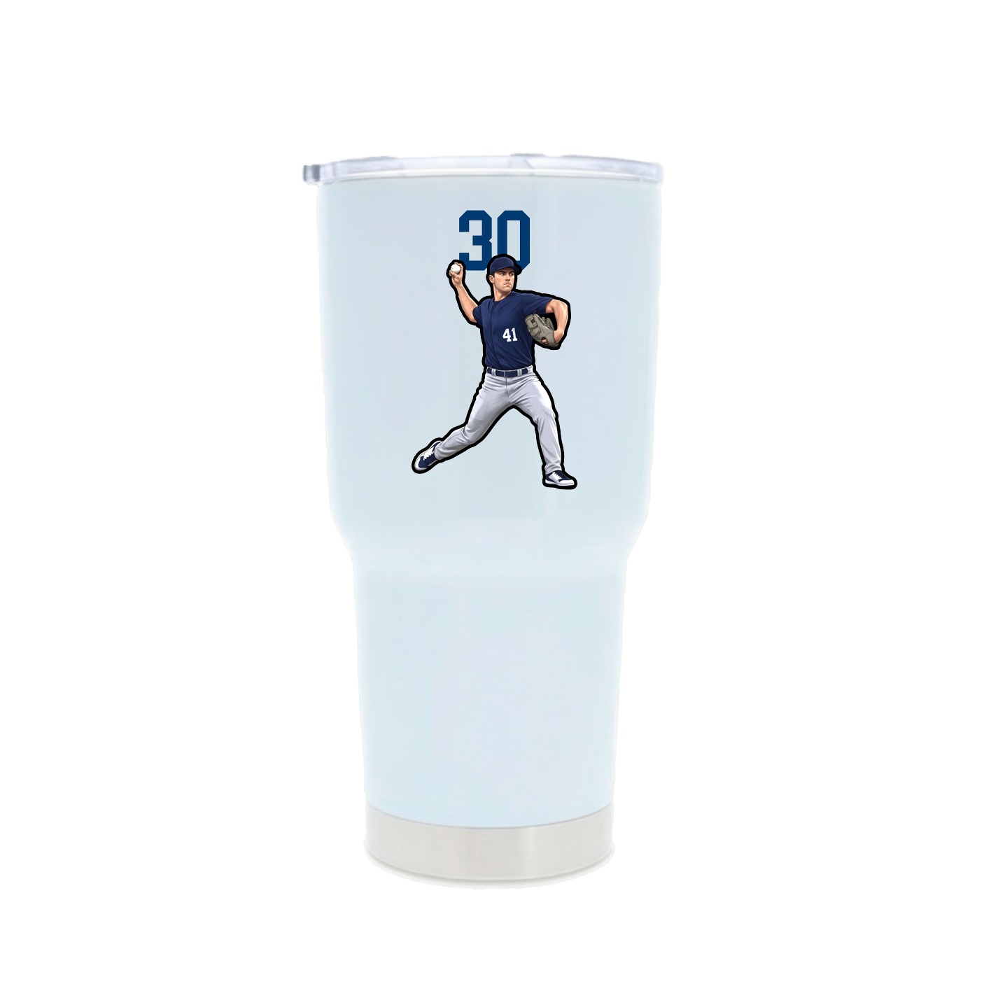 30oz Stainless Steel Tumbler — Number Top in White