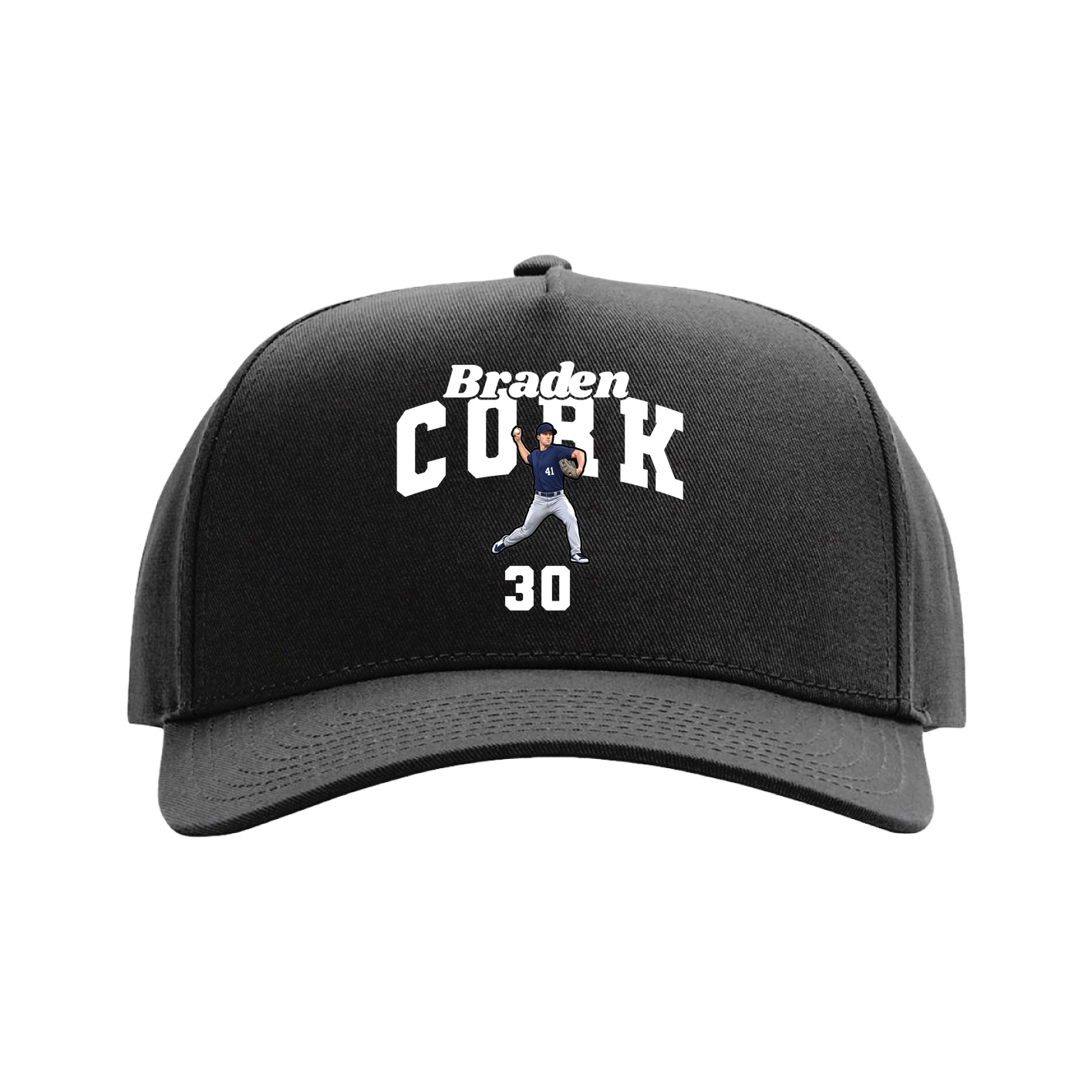 Full Fabric Five-Panel Champ Cap — Signature Arch in Black
