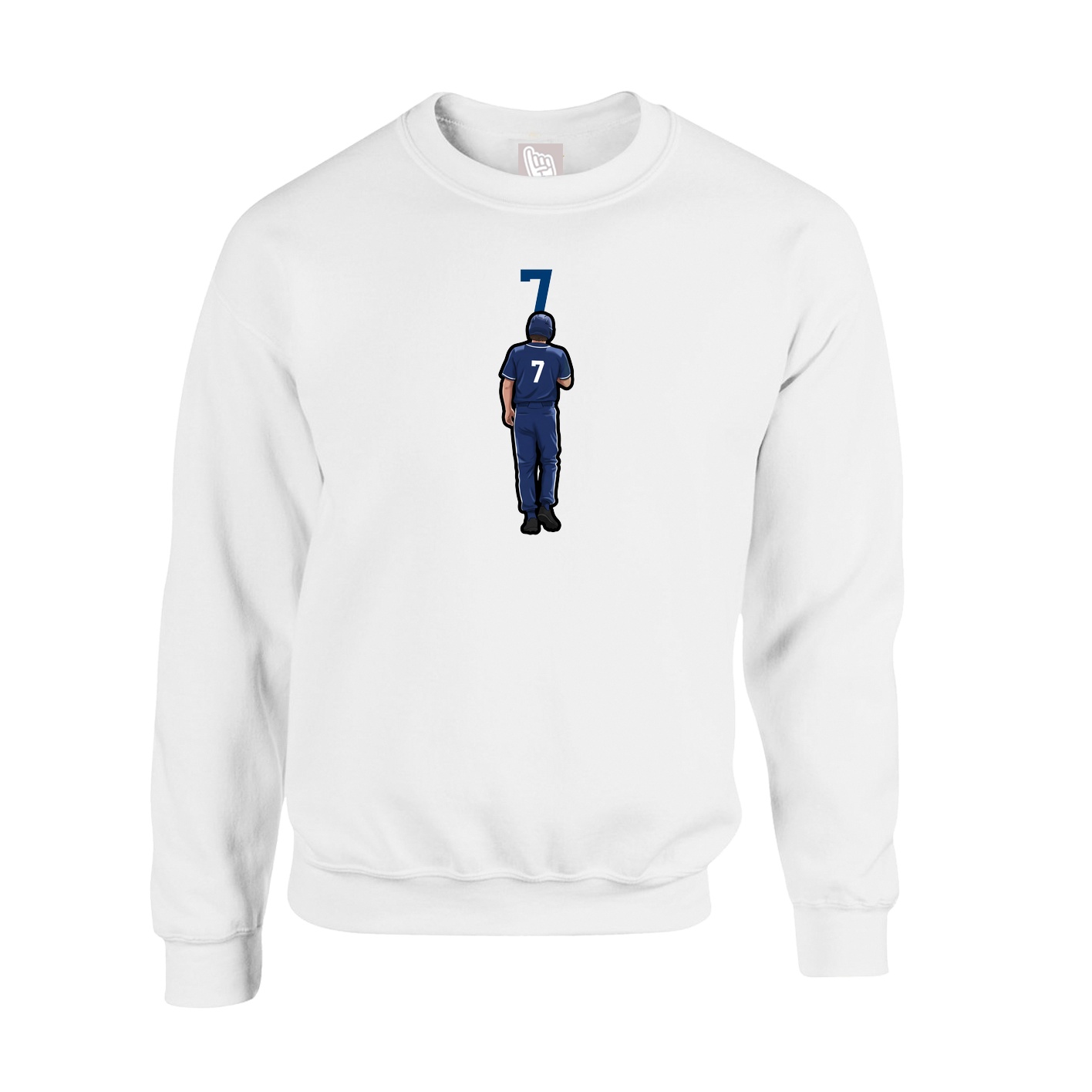 Fleece Crew — Number Top in White