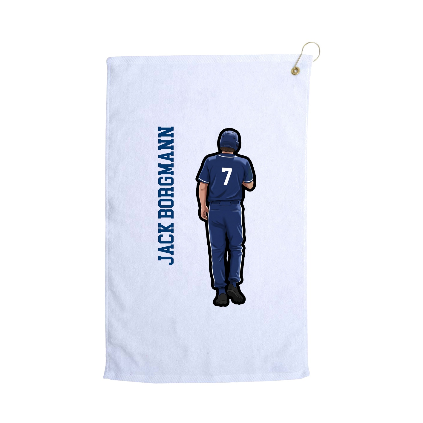 Golf Towel — Name Vertical in White