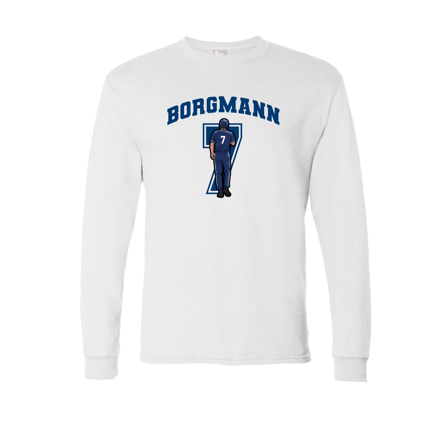 Long Sleeve Tee — Number in White