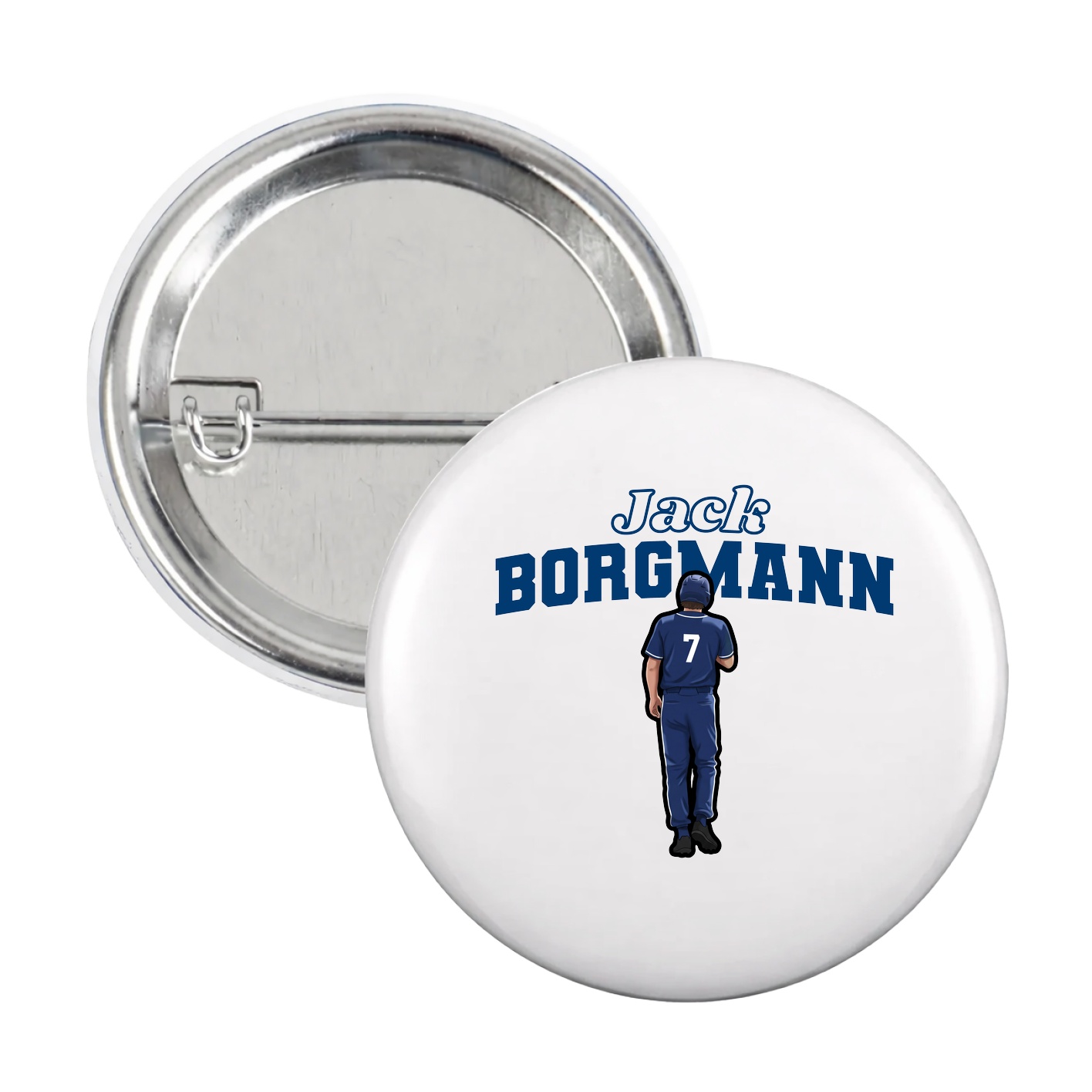 Game Day Button — Name Arch in White